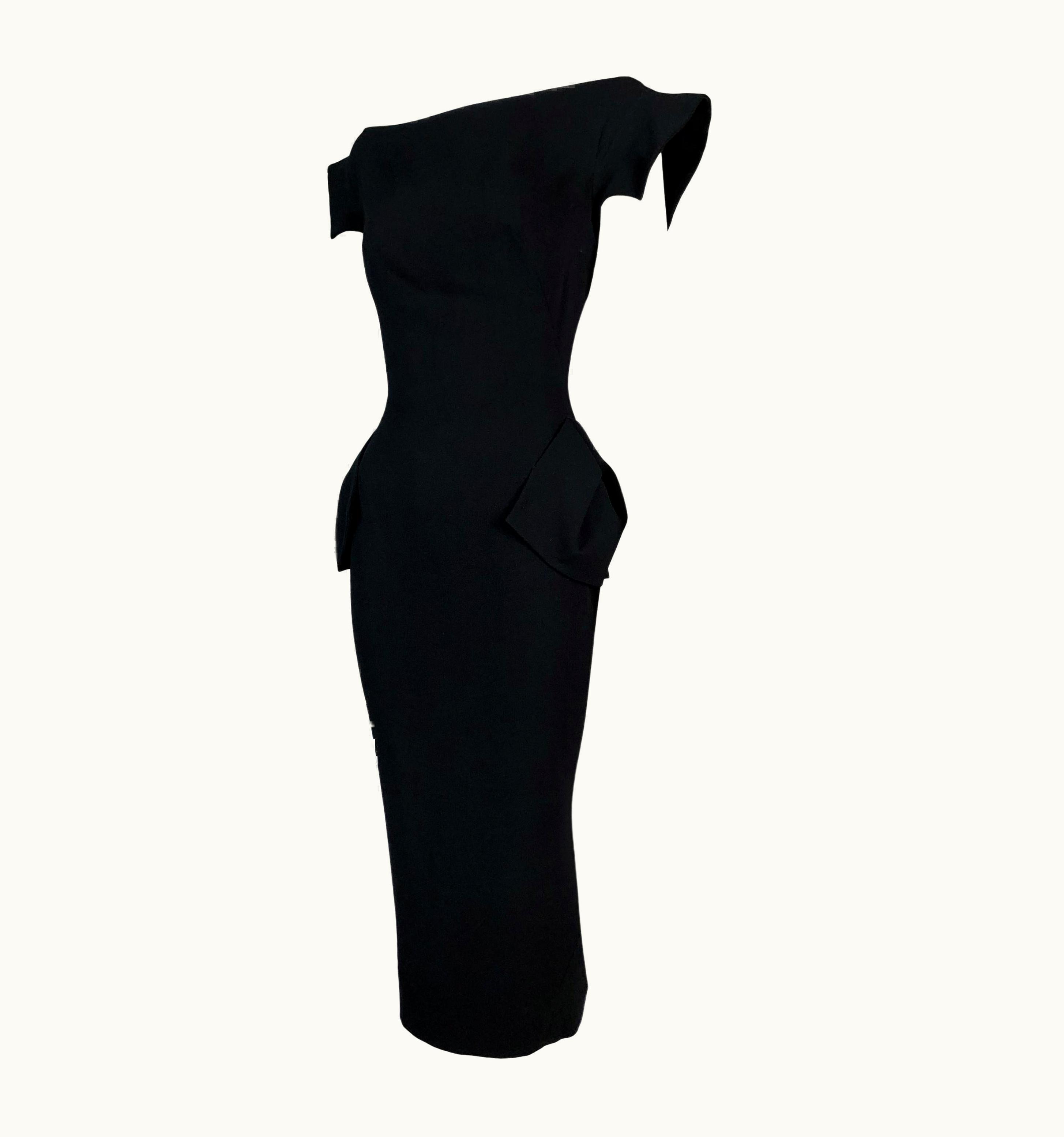 John Galliano Vintage AW 1995 John Galliano Runway 'Delores' Pin-Up Black Crepe Dress