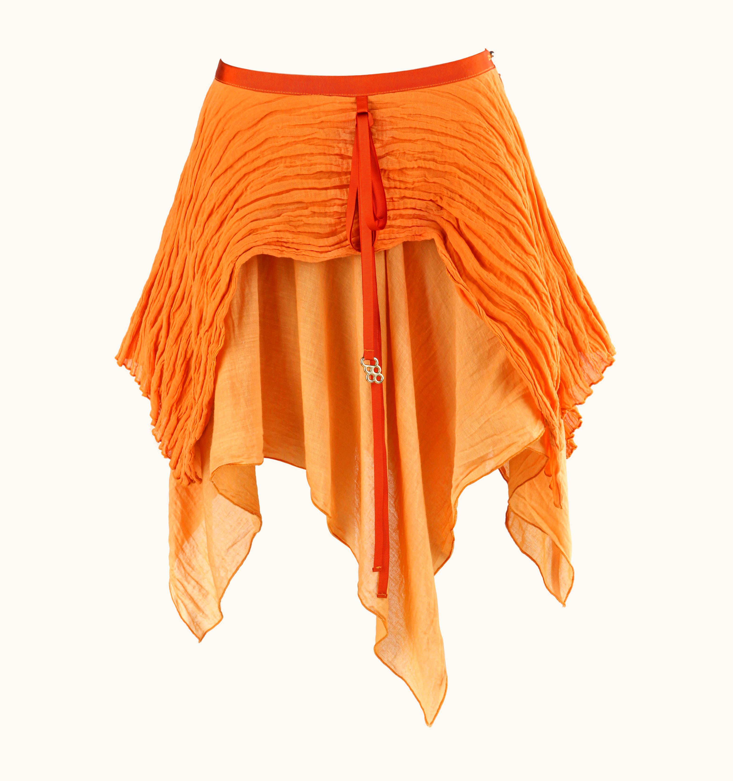 Alexander McQueen Alexander McQUEEN S/S 1995 Two Toned Orange Layered Asymmetric Ruffled Skirt