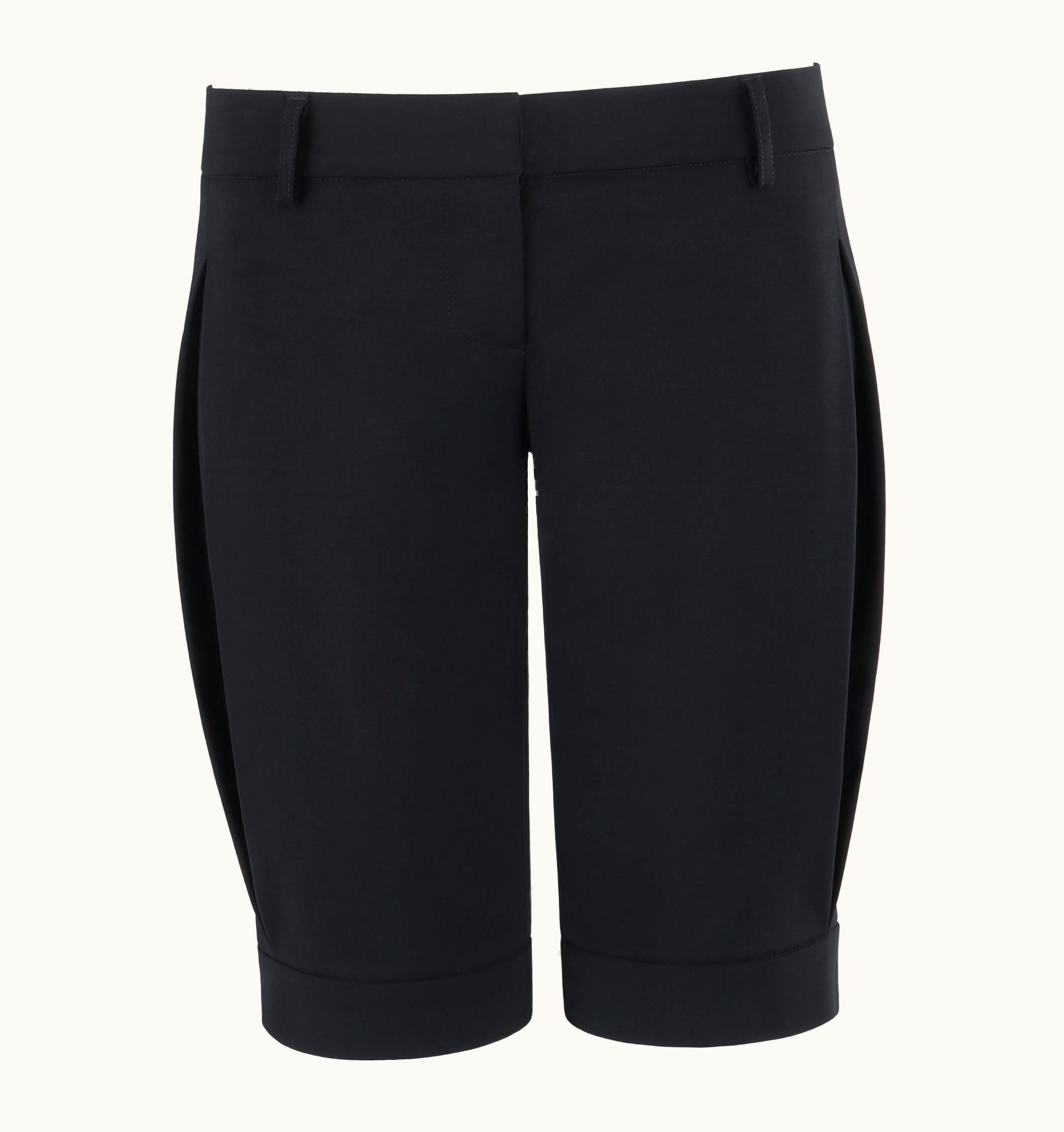 Alexander McQueen Alexander McQUEEN S/S 1995 Black Stretch Welt Pocket Low-Rise Bermuda Shorts