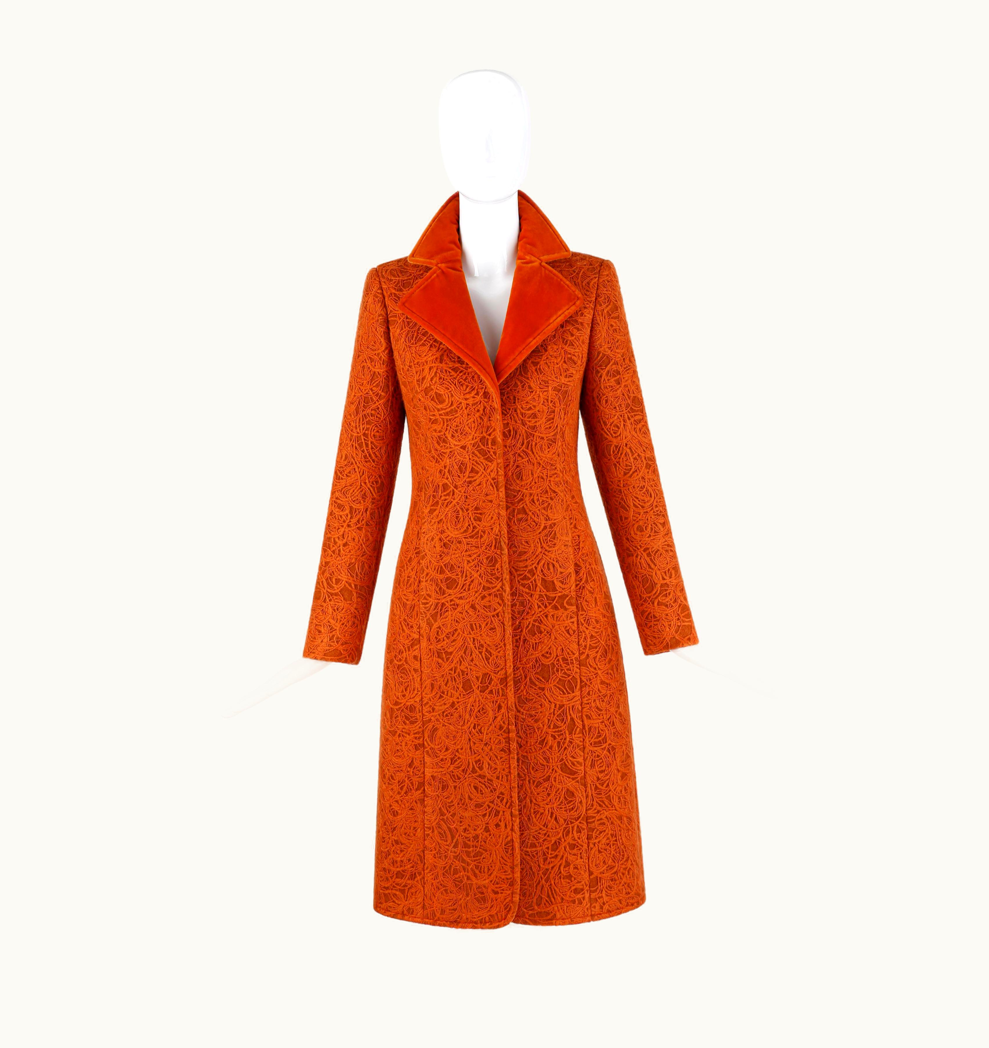 Alexander McQueen Alexander McQueen C.1996 Rust Orange Textured Wool Tailored Dress Jacket Coat