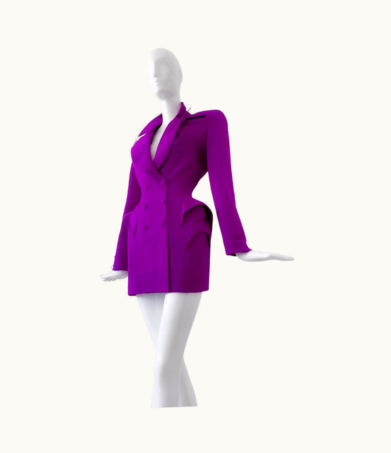 Mugler Spectacular Thierry Mugler Iconic VIbrant Blazer Jacket Dress Purple Violet