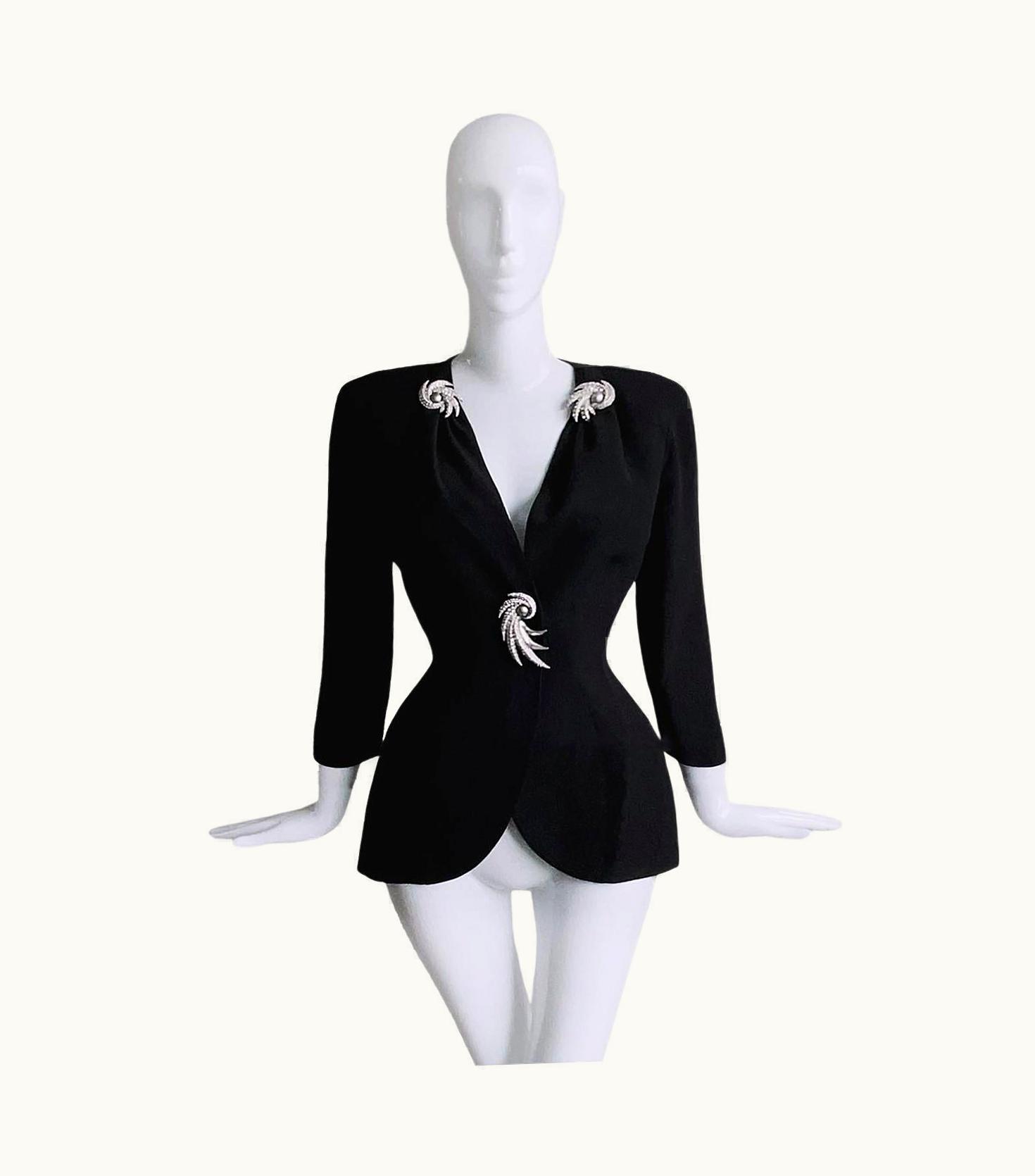 Mugler Thierry Mugler Glam Jacket Shooting Star Crystal Glam Black Dramatic Sculptural