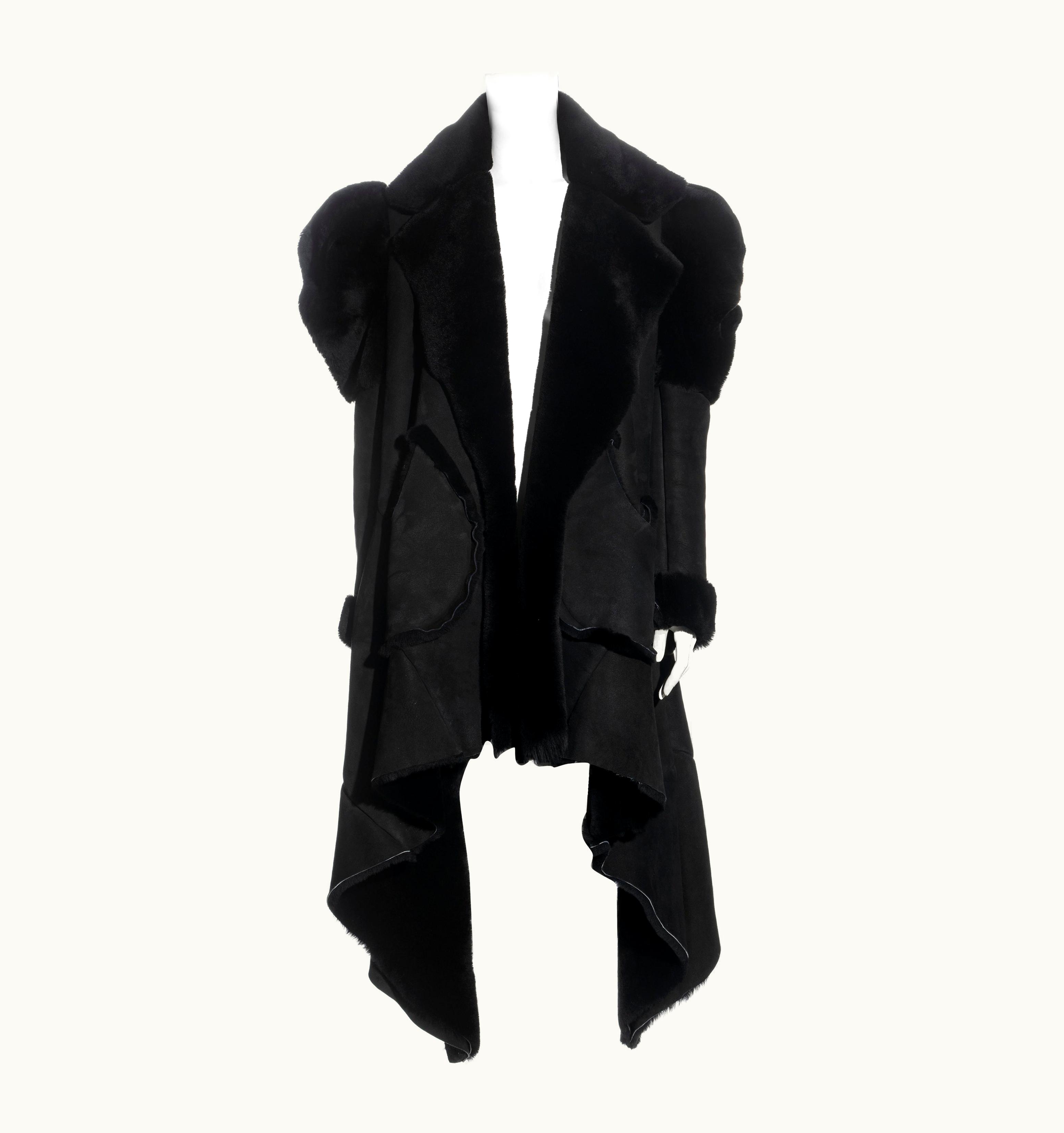 John Galliano John Galliano Black Sheepskin Oversized Coat, AW 1996