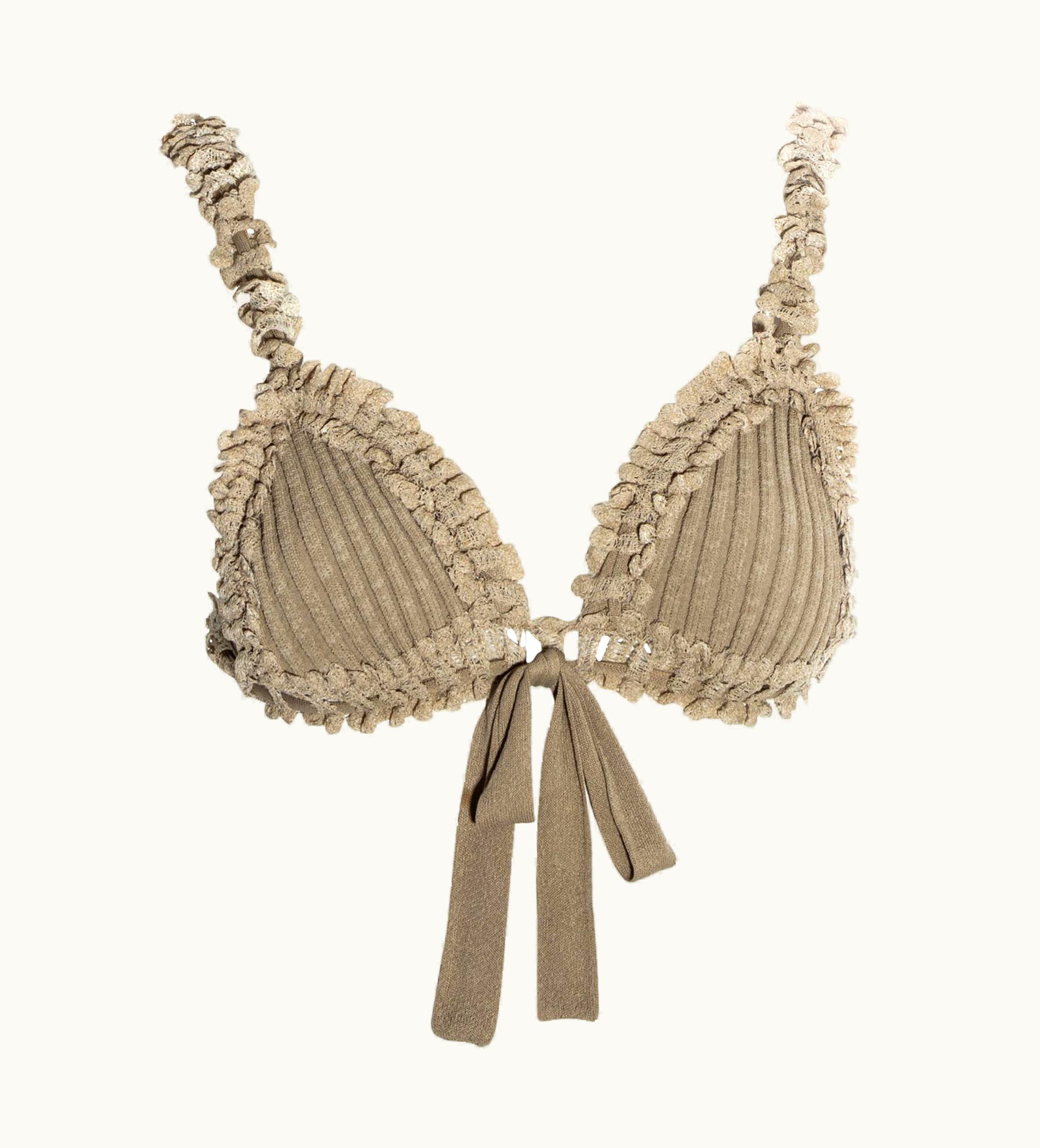 Vivienne Westwood Vivienne Westwood Taupe Lace And Knitted Adjustable Bra, S/S 1996