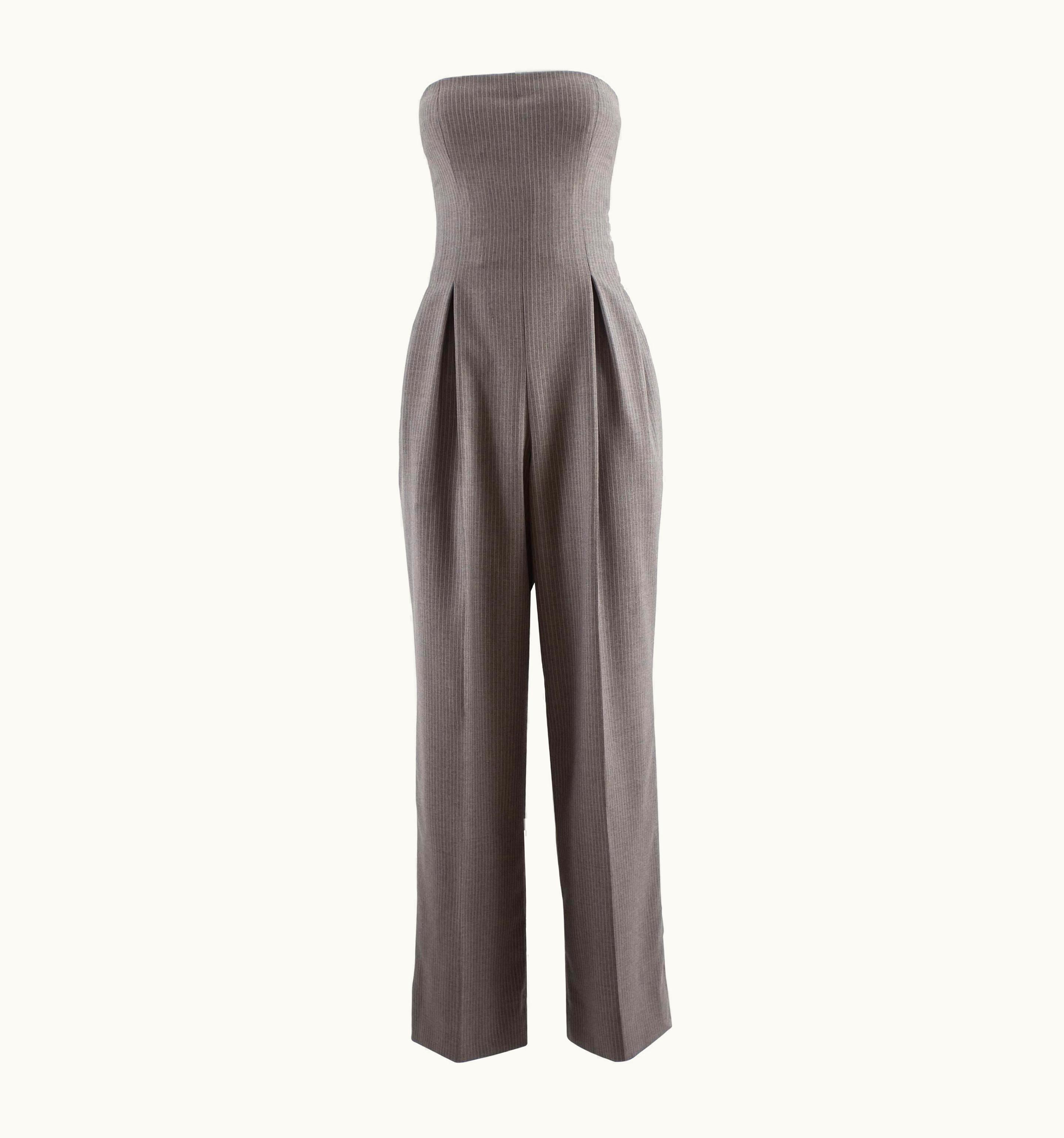 Givenchy John Galliano For Givenchy Autumn-Winter 1996 Grey Pinstripe Strapless Jumpsuit