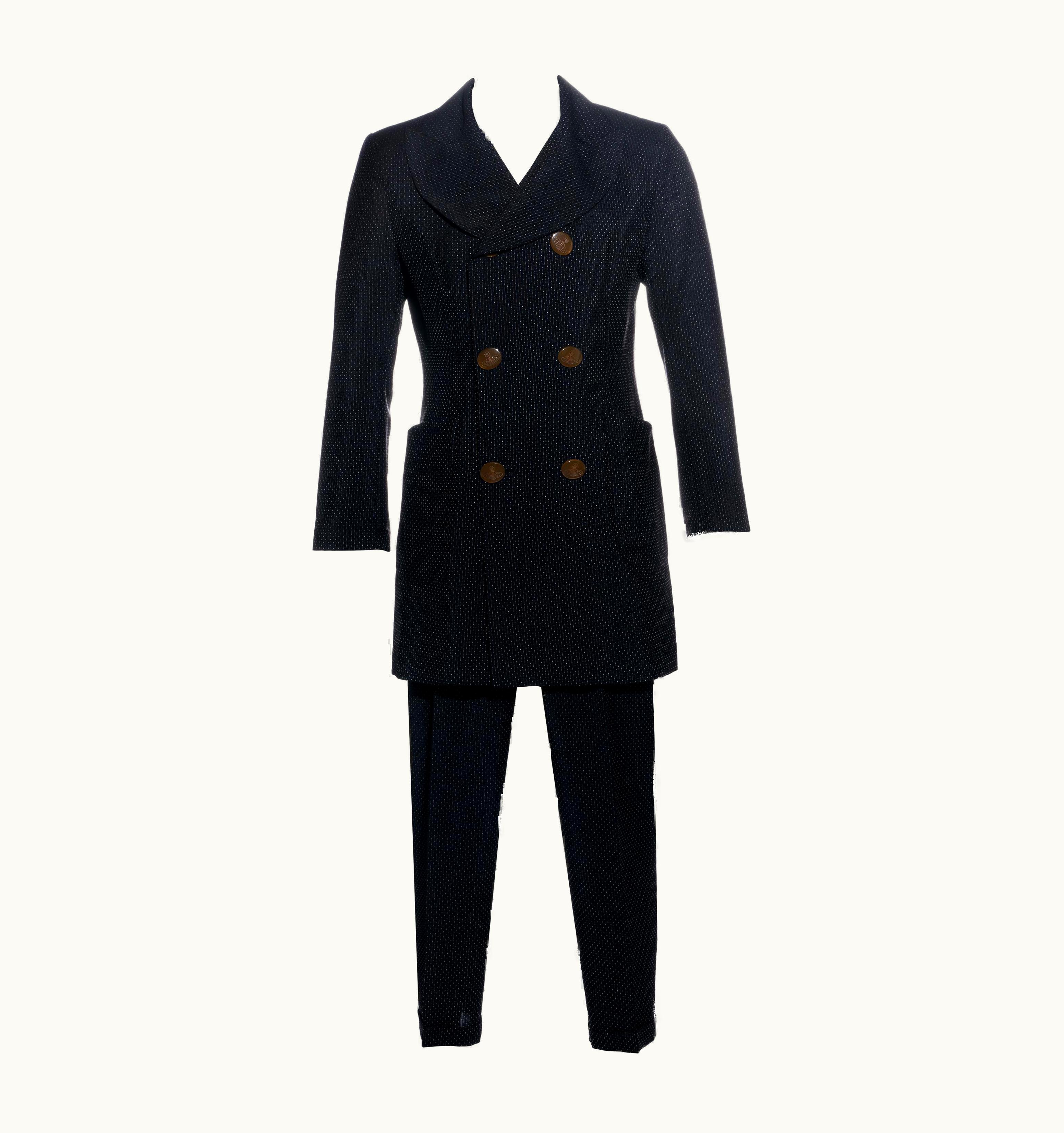 Vivienne Westwood Vivienne Westwood Men' Black Striped Wool Double Breasted Suit, AW 1996