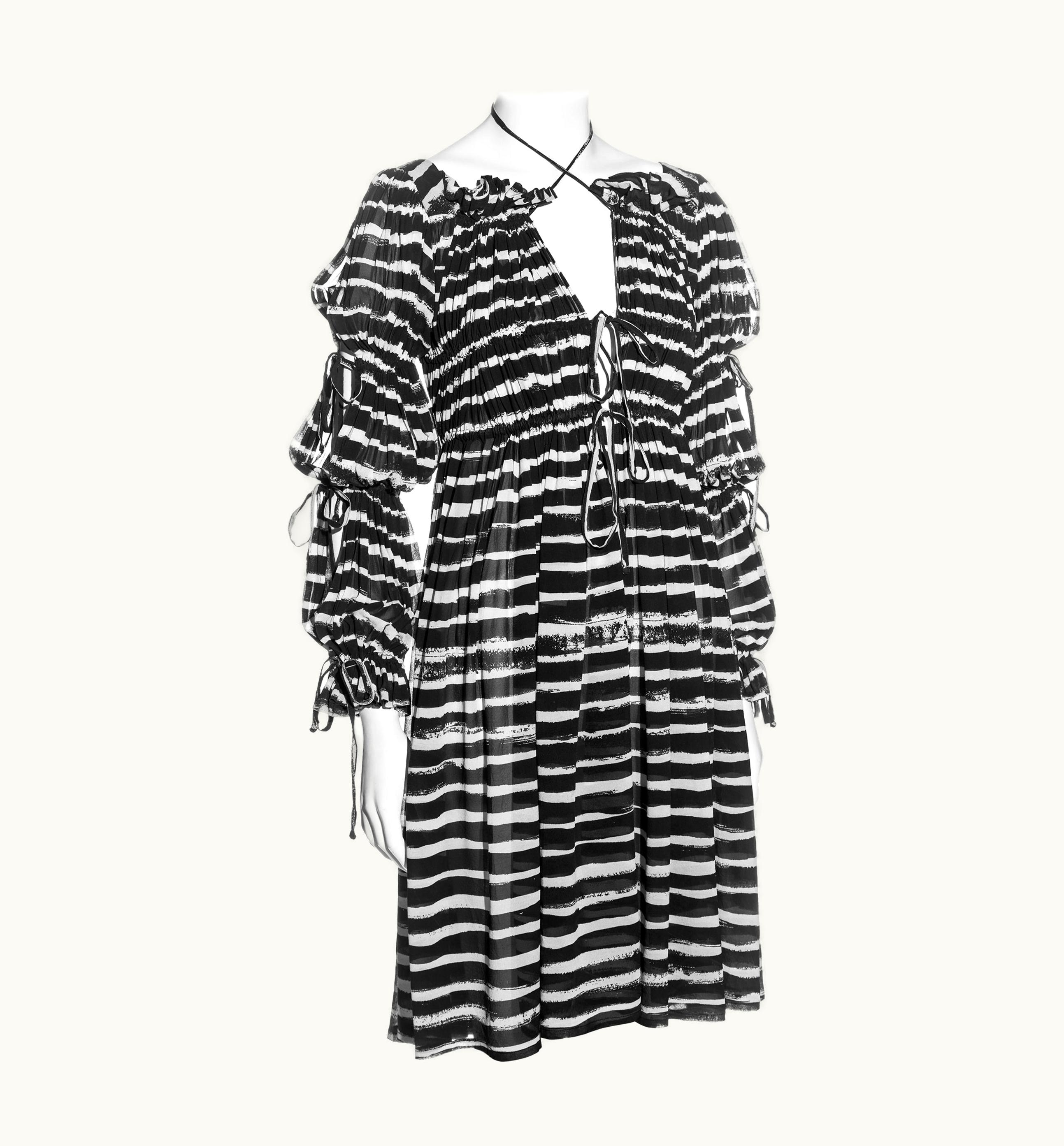 Vivienne Westwood Vivienne Westwood Black And White Striped Cotton Gathered Dress, S/S 1996