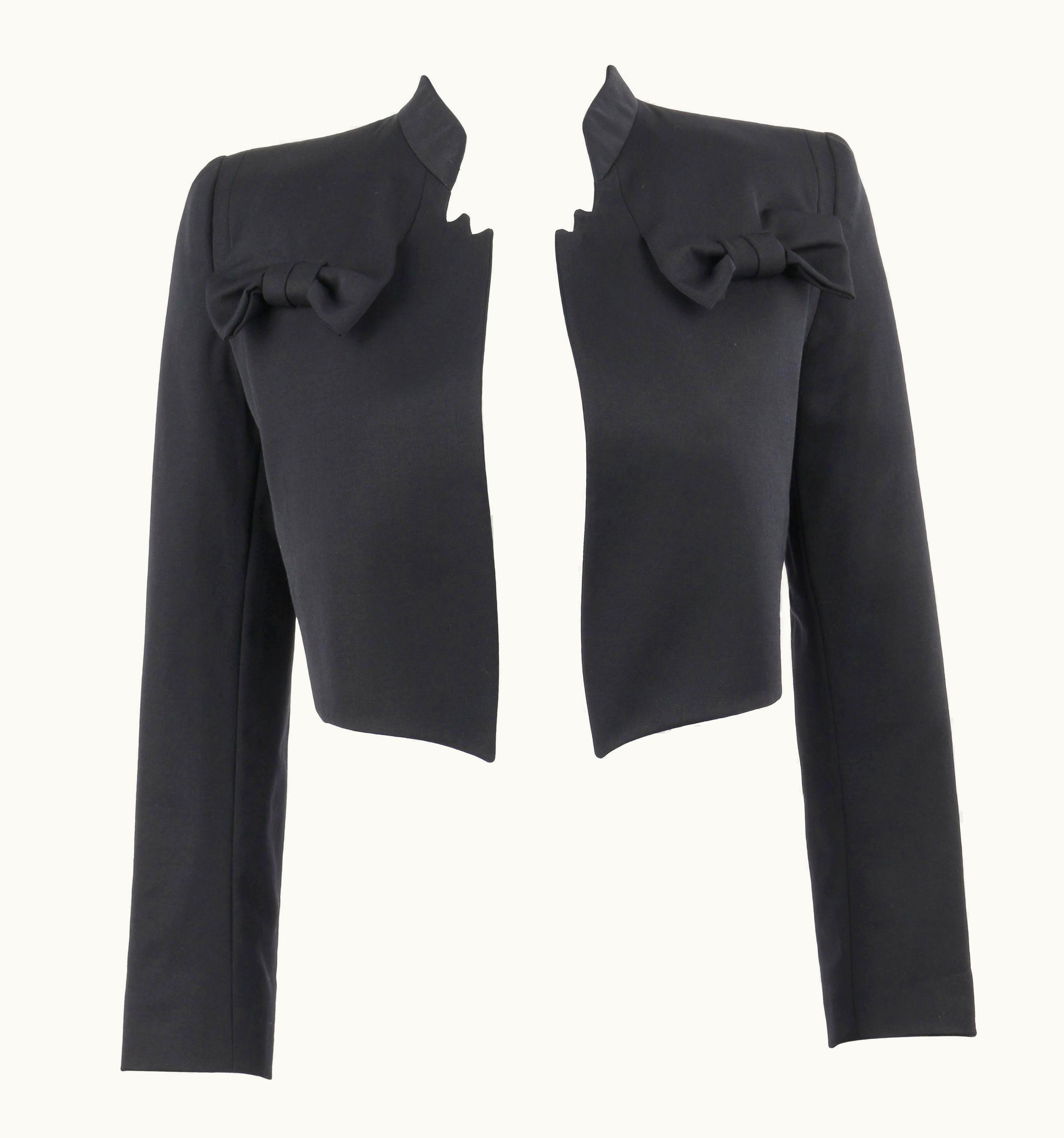 Givenchy Givenchy Couture AW 1996 John Galliano Black Wool Bow Detail Cropped Jacket