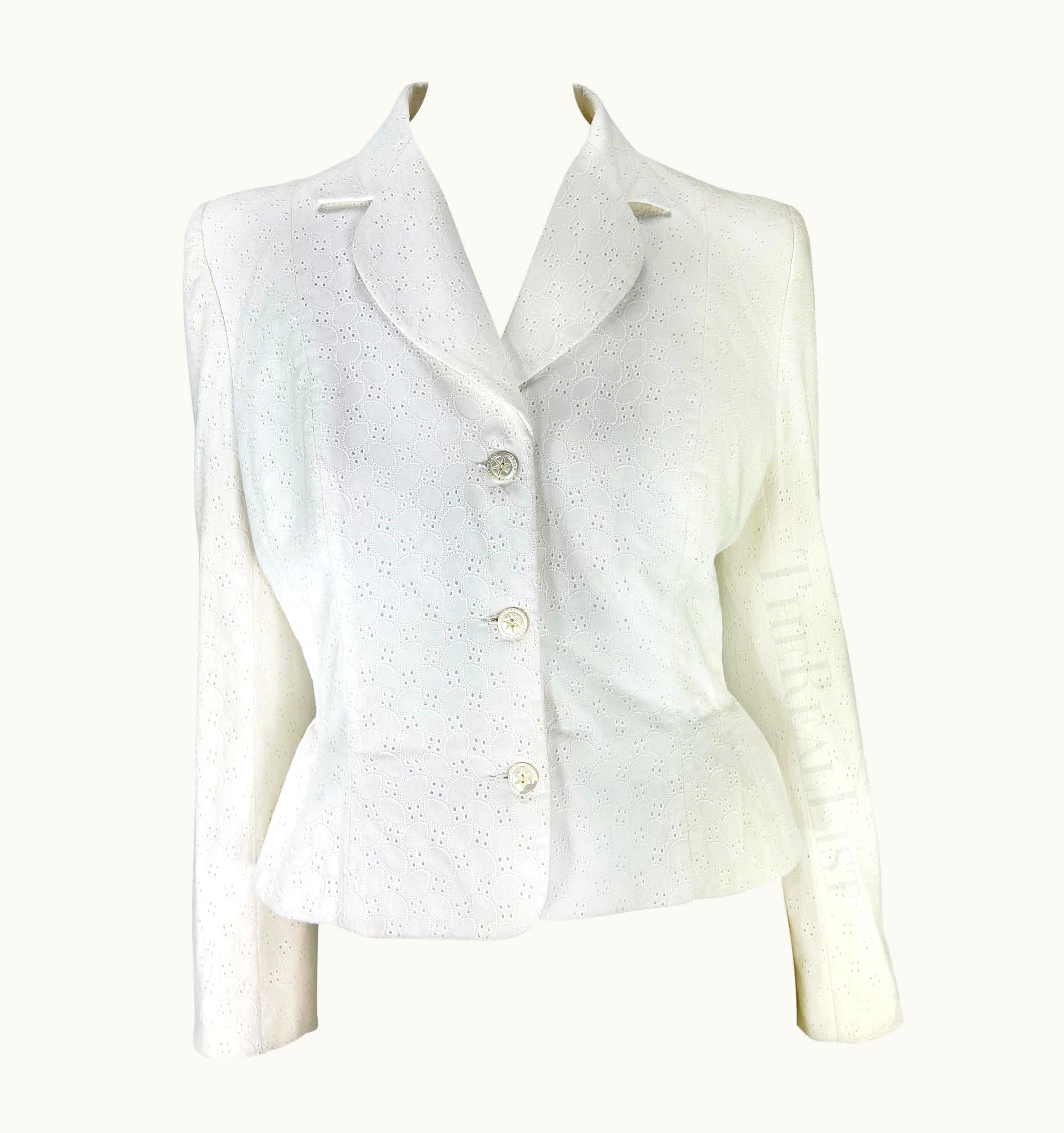 John Galliano S/S 1996 John Galliano Paris Broderie Anglaise Ballet Peplum White Jacket Blazer