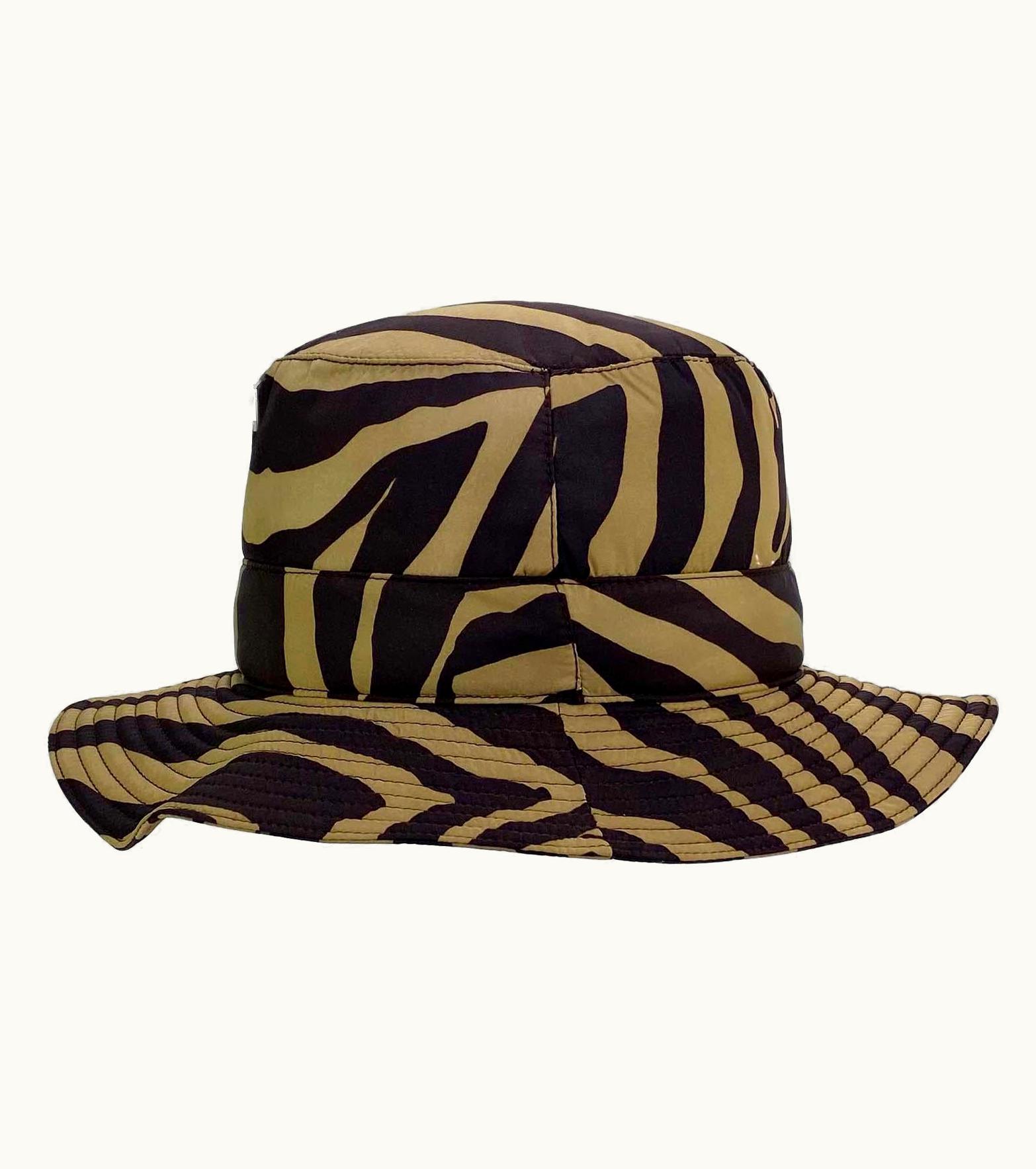 Dolce & Gabbana AW 1996 Dolce & Gabbana Nwt Brown Nylon Animal Print Vintage Bucket Hat