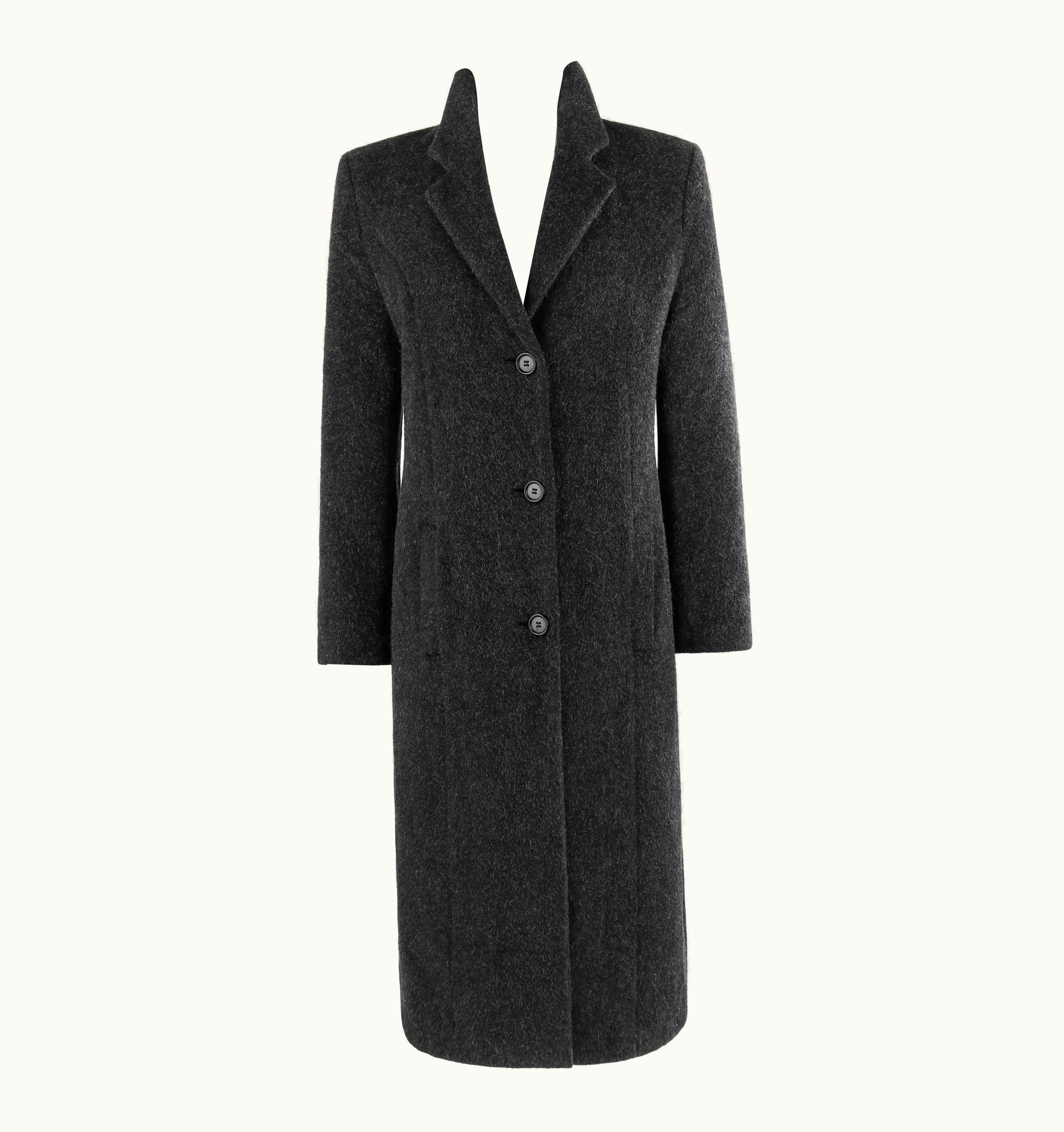 Alexander McQueen Alexander McQUEEN AW 1996 "Dante" Charcoal Gray Mohair Coat Button Up Overcoat