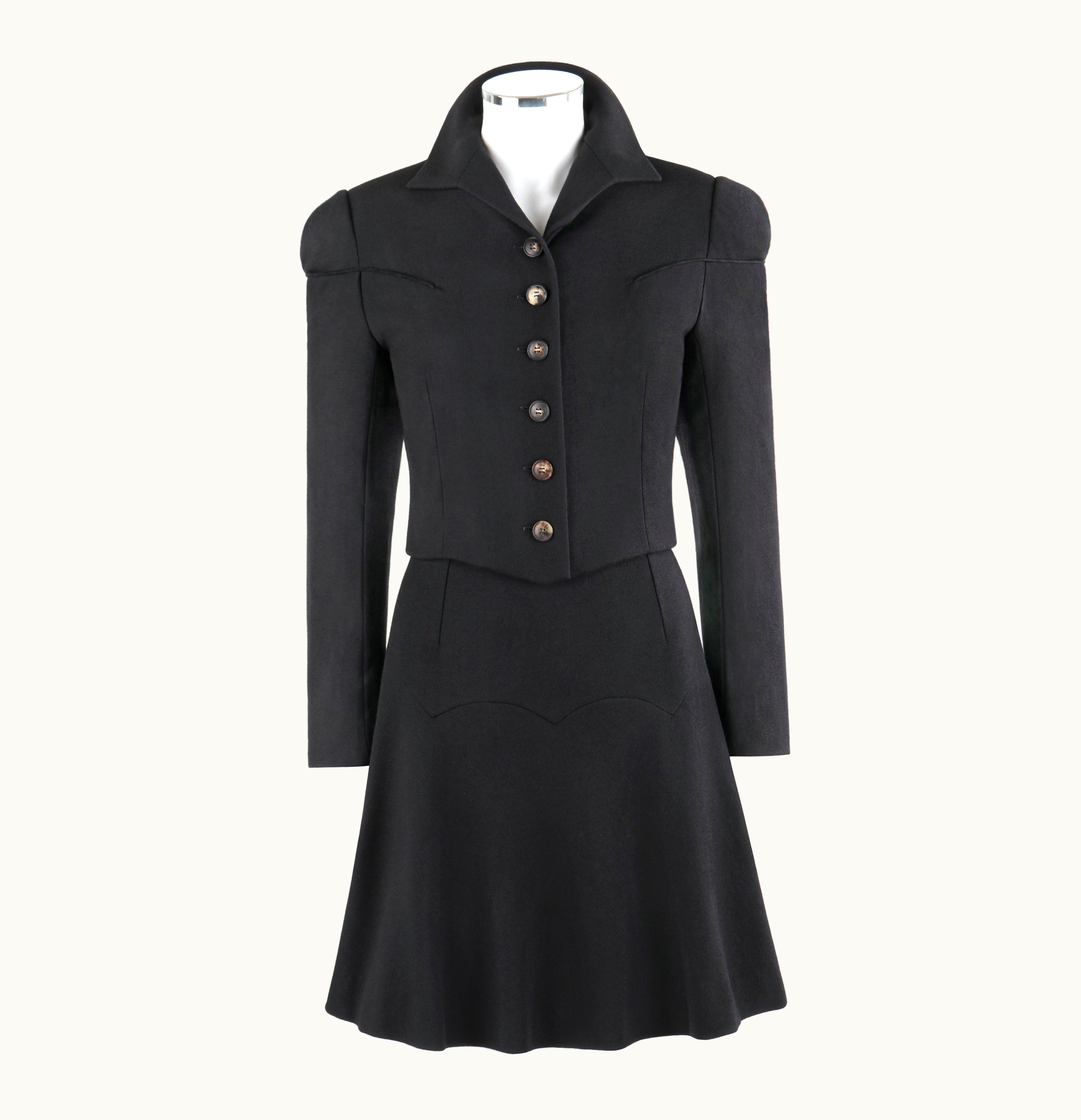 Givenchy Givenchy Couture John Galliano AW 1996 2 Piece Black Wool Skirt Suit