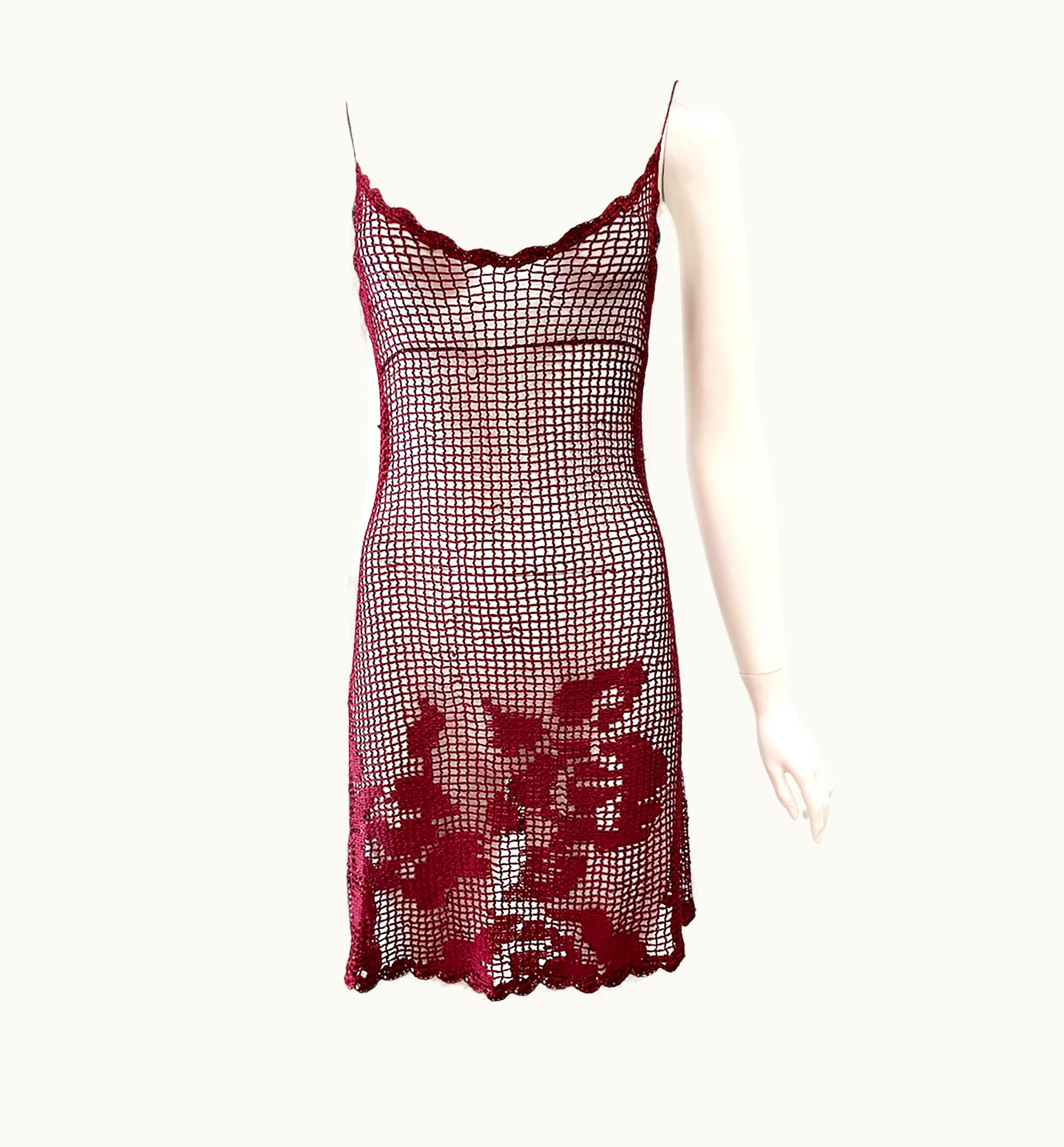 Dolce & Gabbana AW 1997 Dolce & Gabbana Burgundy Knit Mini Dress