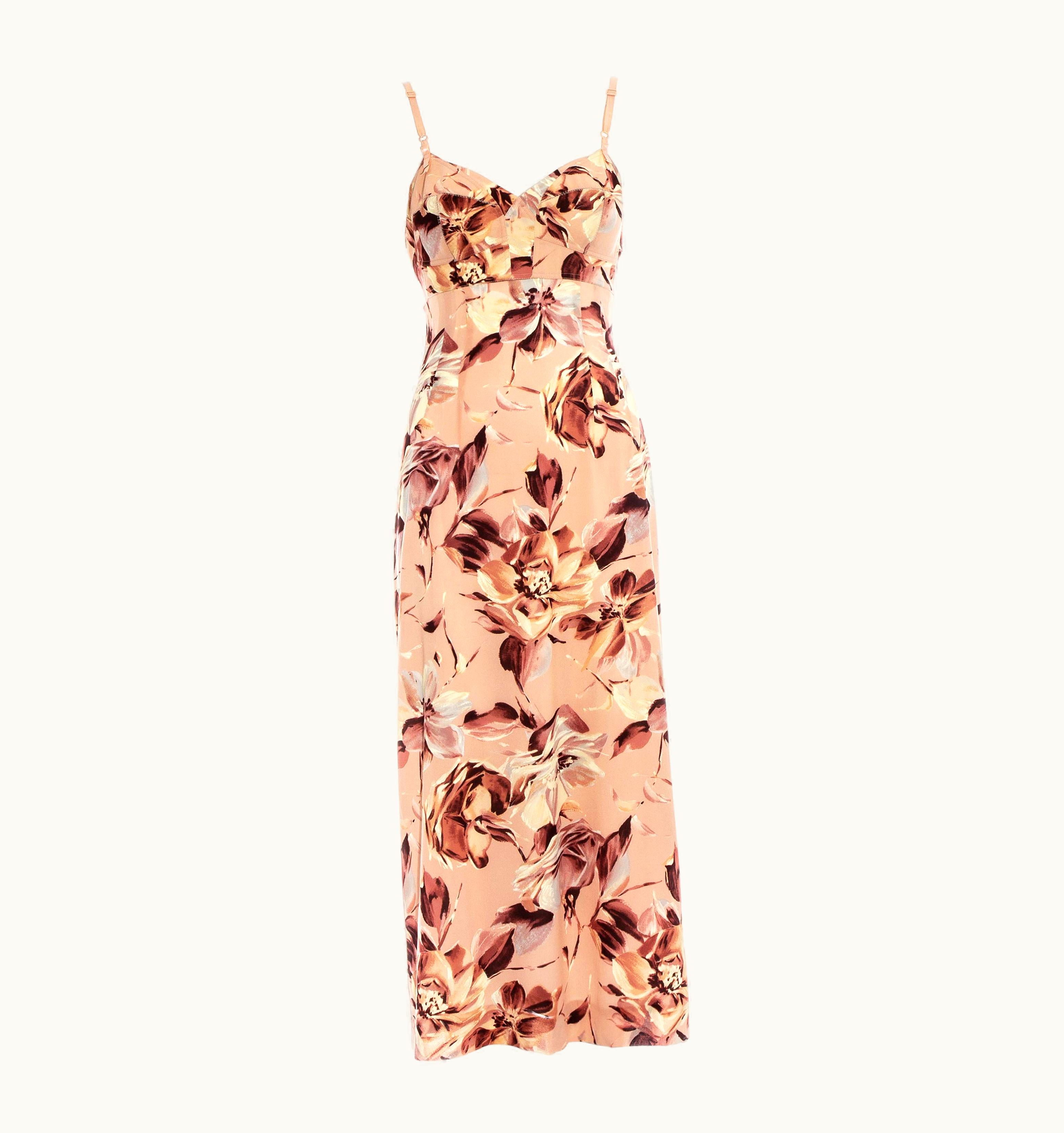 Dolce & Gabbana Dolce & Gabbana Pink Floral Printed Silk Dress, S/S 1997