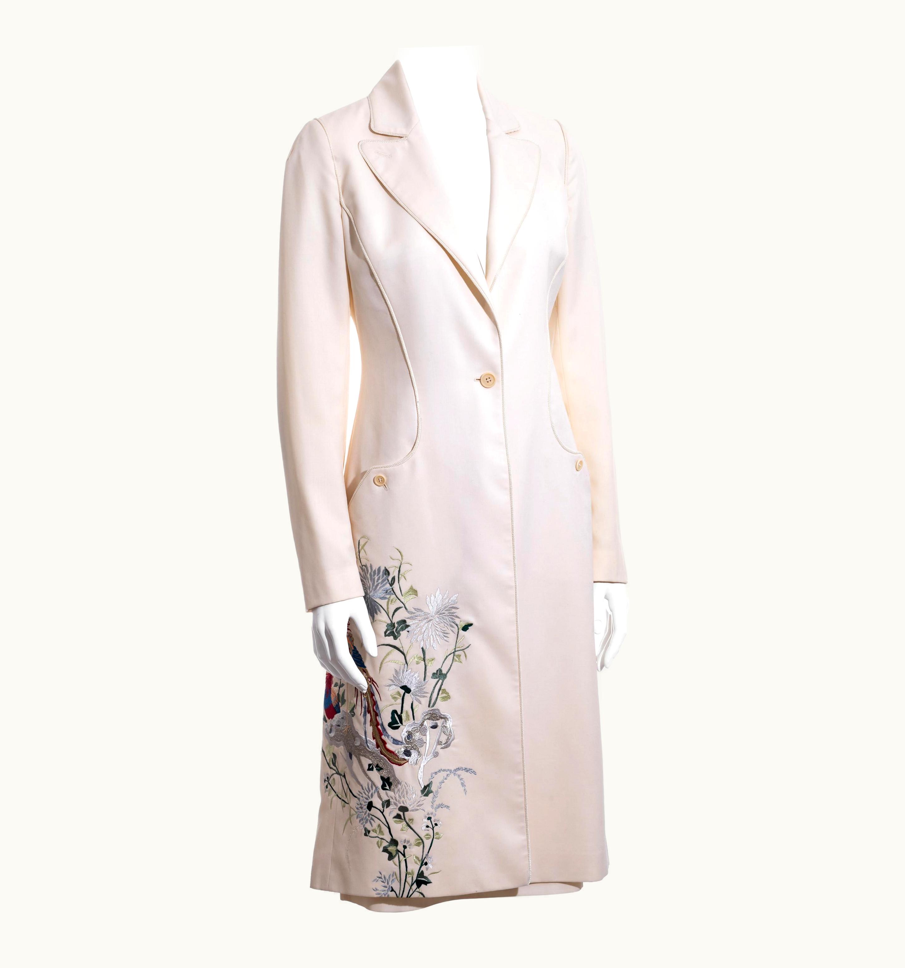 Alexander McQueen Alexander McQueen Ivory Wool Embroidered Skirt Suit, C 1999