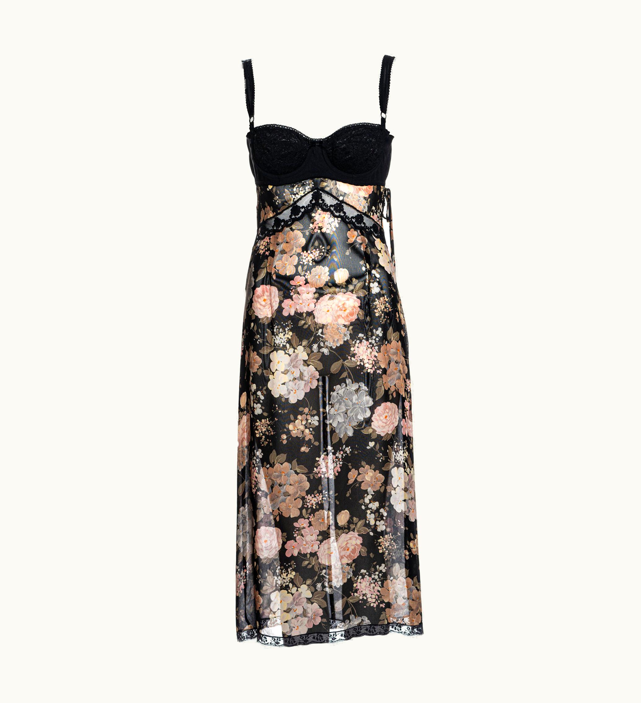 Dolce & Gabbana Dolce & Gabbana Floral Chiffon And Lace Evening Slip Dress, S/S 1997