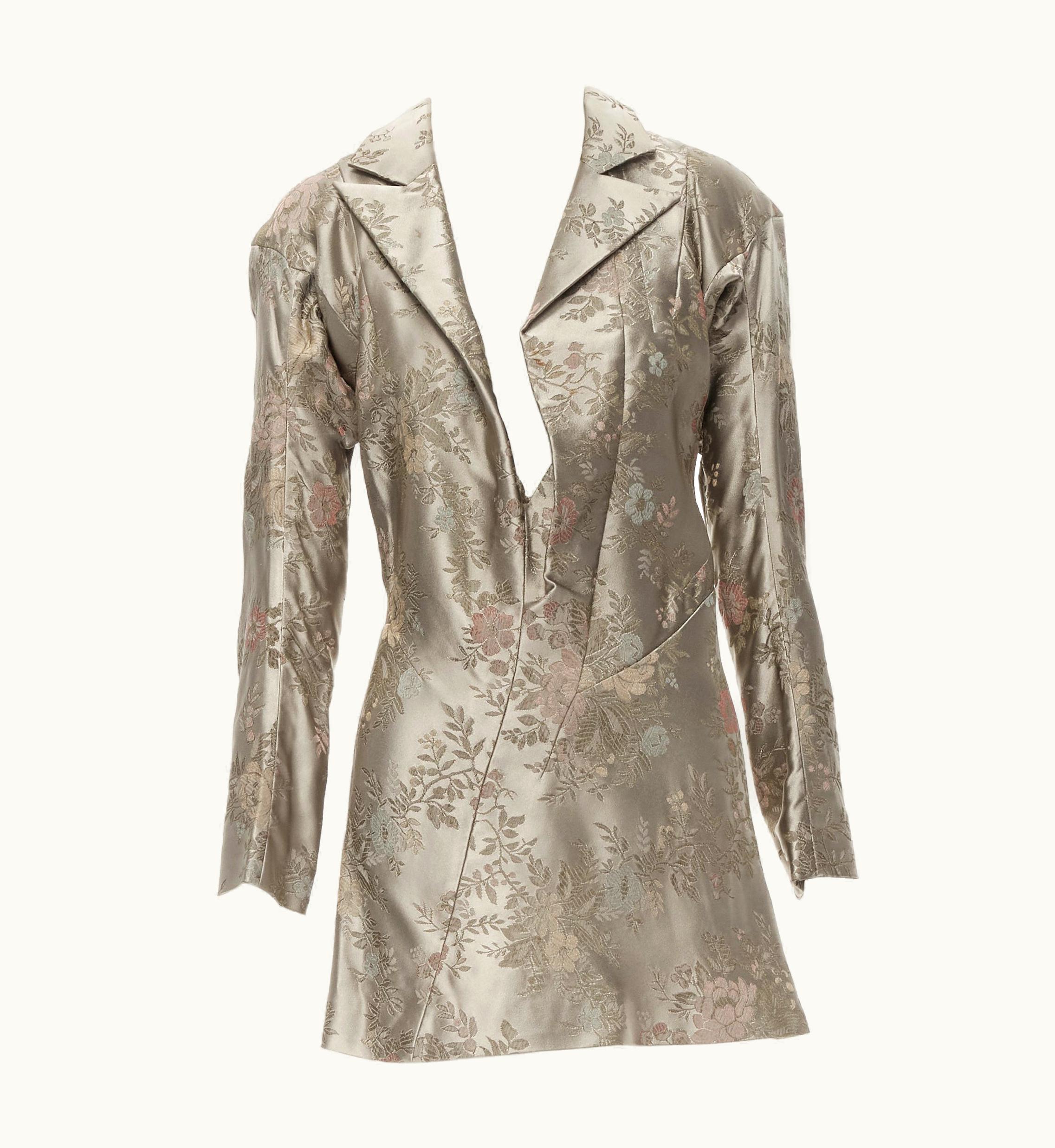 Junya Watanabe Vintage Junya Watanabe 1997 Green Oriental Floral Jacquard Irregular Dress