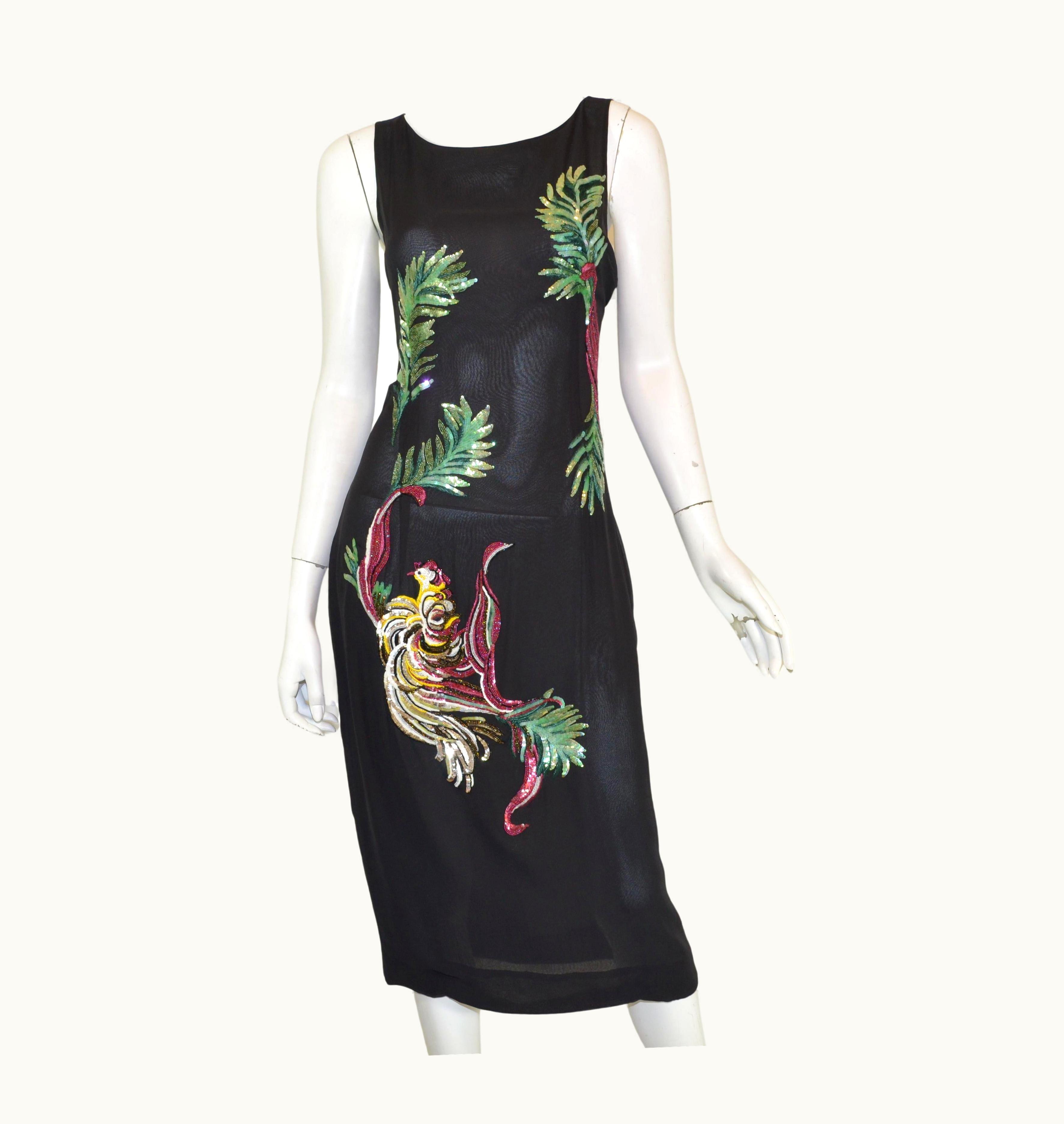 Alexander McQueen Givenchy Couture By Alexander McQueen Vintage 1997 Sequin Embroidered Bird Dress