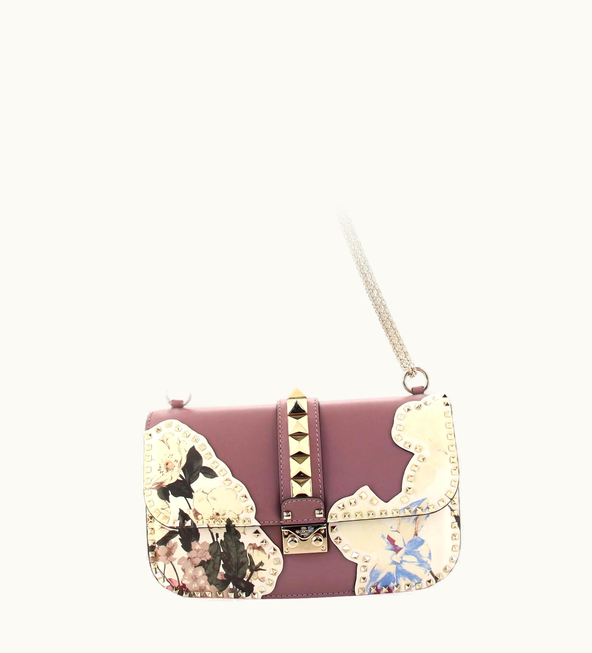 Valentino Valentino Garavani Kimono 1997 Glam Lock Shoulder Bag Printed Leather Medium