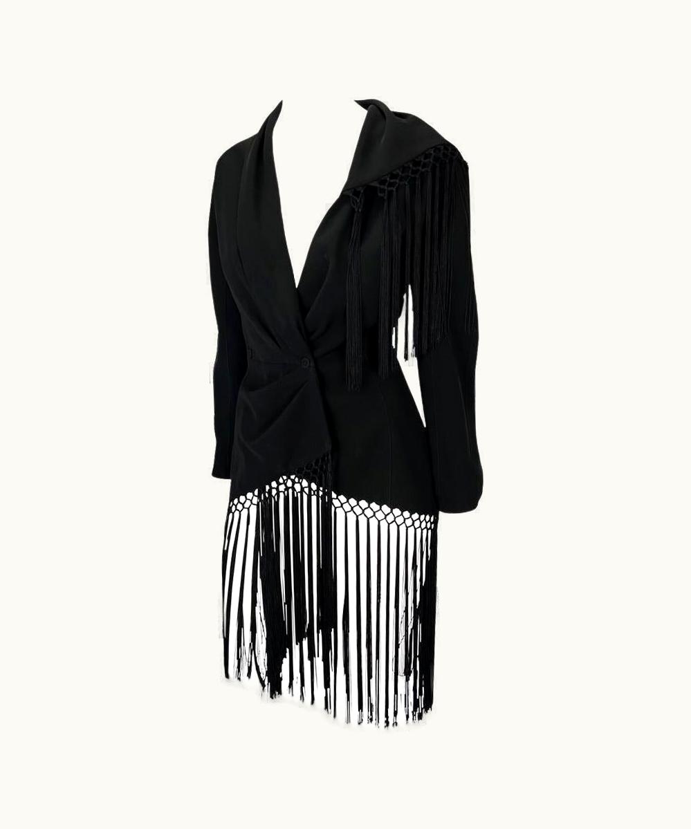 Mugler S/S 1997 Thierry Mugler Couture 'Les Insectes' Black Fringe Tassel Blazer
