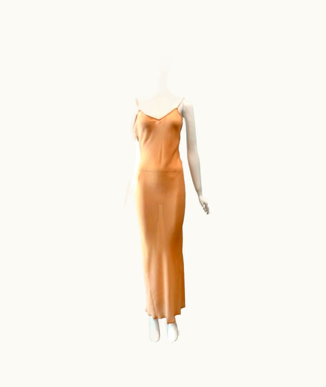 Dolce & Gabbana S/S 1997 Dolce & Gabbana Sheer Peachy Nude Silk Slip Dress
