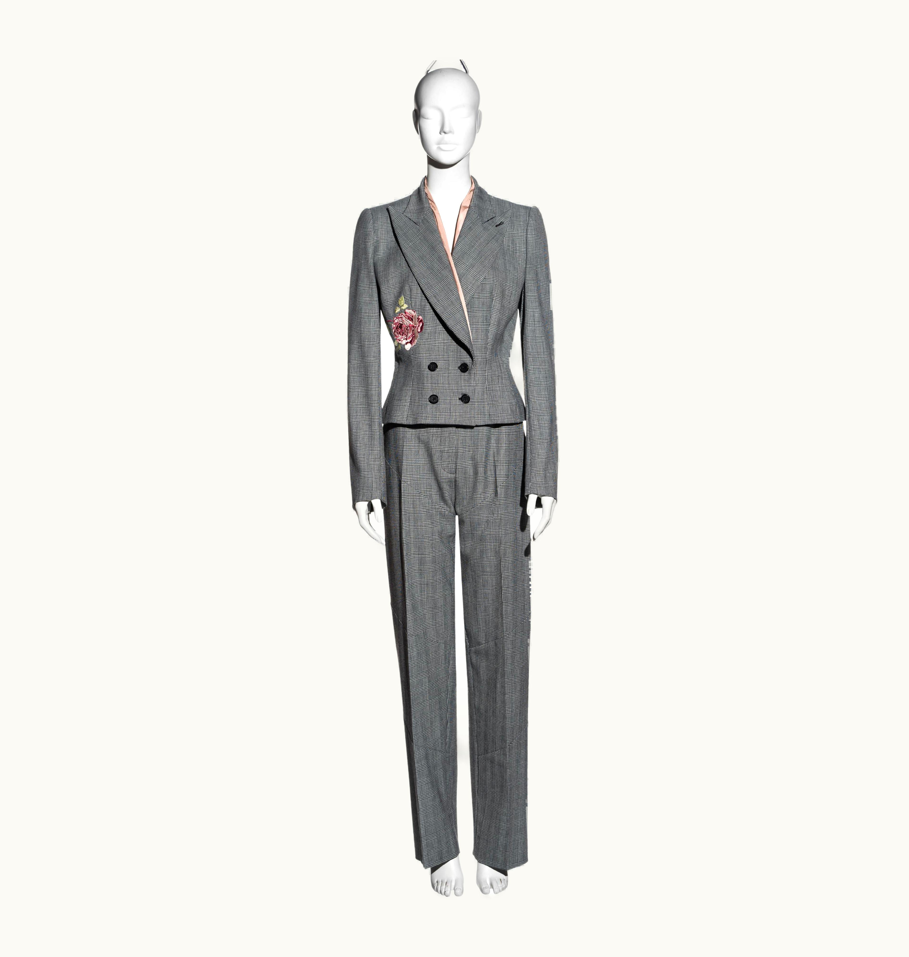 Alexander McQueen Alexander McQueen Prince Of Wales Checked Suit With Rose Embroidery, AW 1997