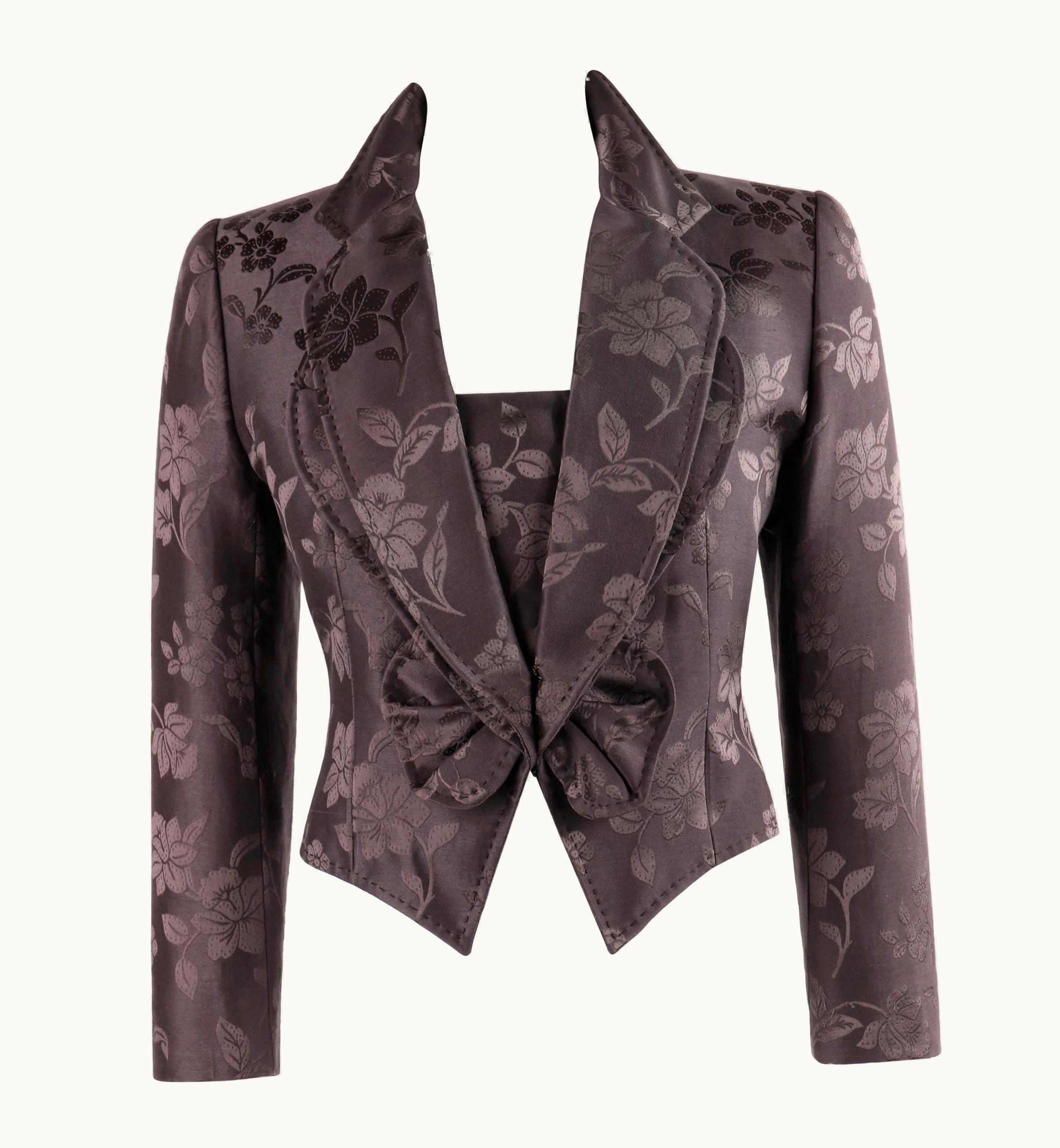Alexander McQueen Givenchy Couture AW 1997 Alexander McQUEEN Purple Floral Jacquard Blazer Jacket