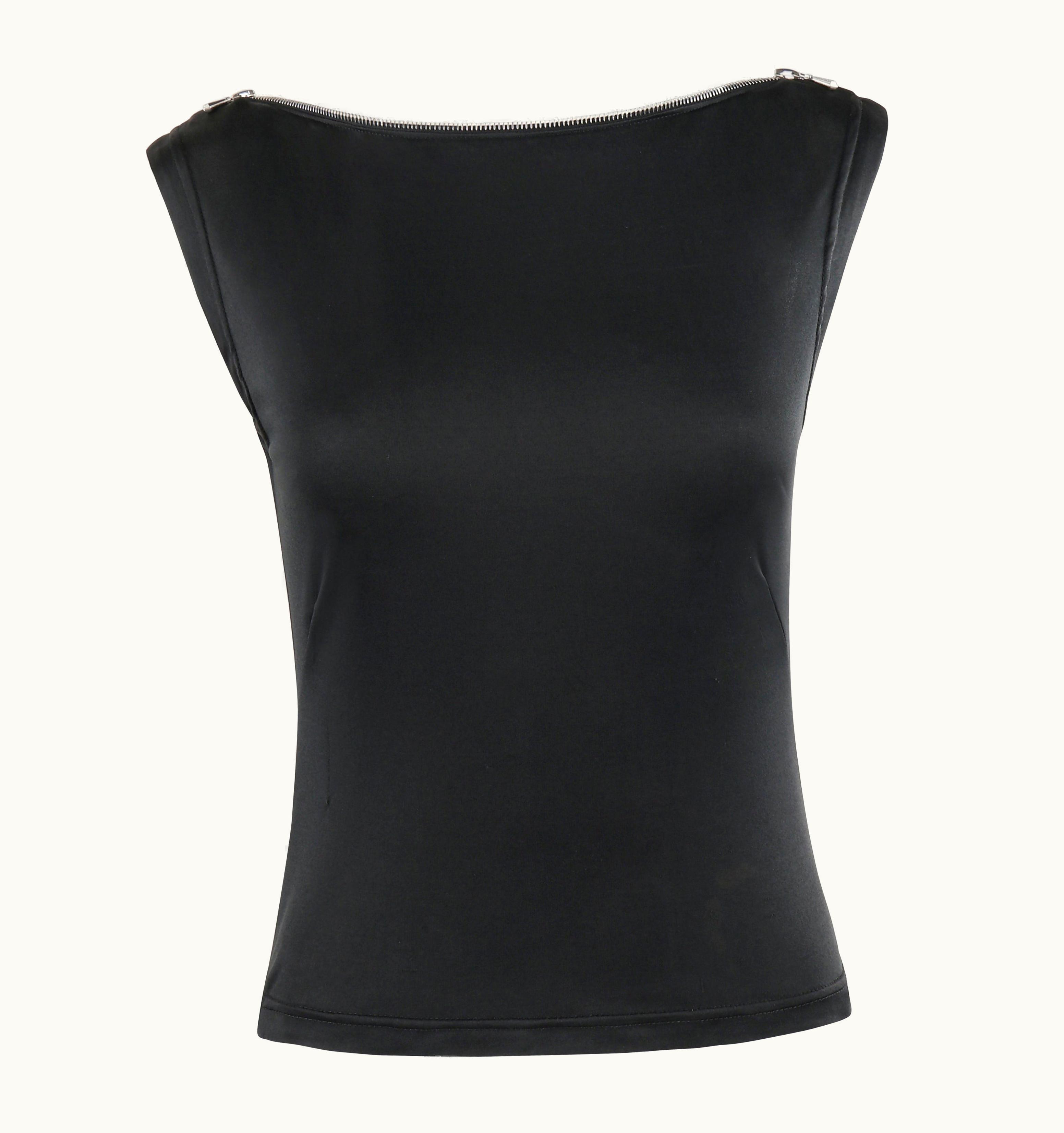 Alexander McQueen Alexander McQUEEN S/S 1997 "La Poupée" Black Zipper Neck Extended Shoulder Shirt