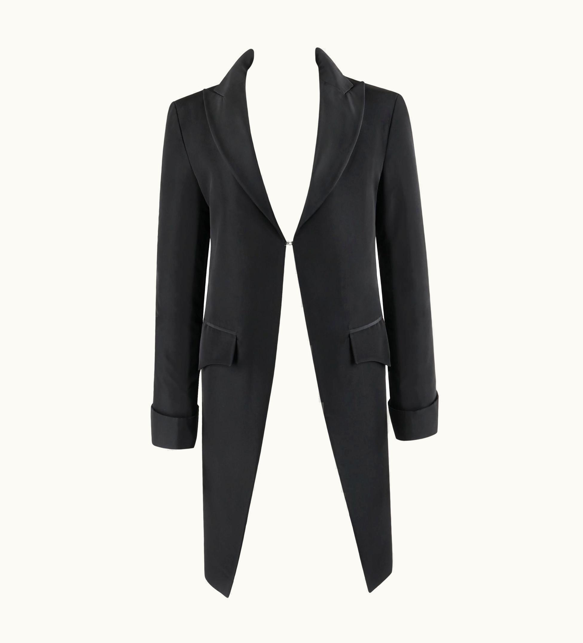 Alexander McQueen Alexander McQUEEN S/S 1997 "La Poupee" Black Single Closure Cutaway Dress Jacket