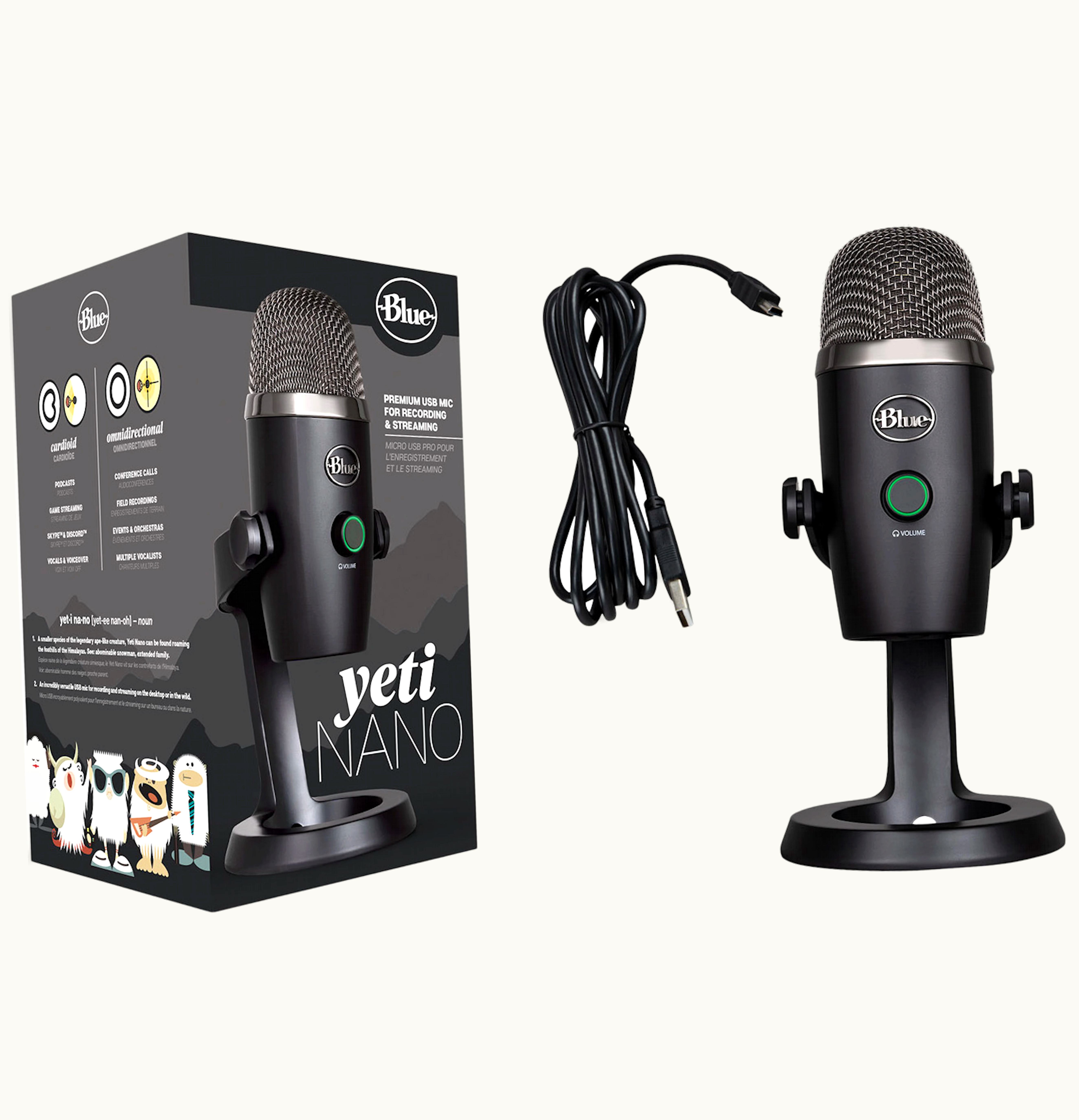 Blue Blue Yeti Nano Premium Wired Multi Pattern USB Condenser Microphone 988 000400 Black