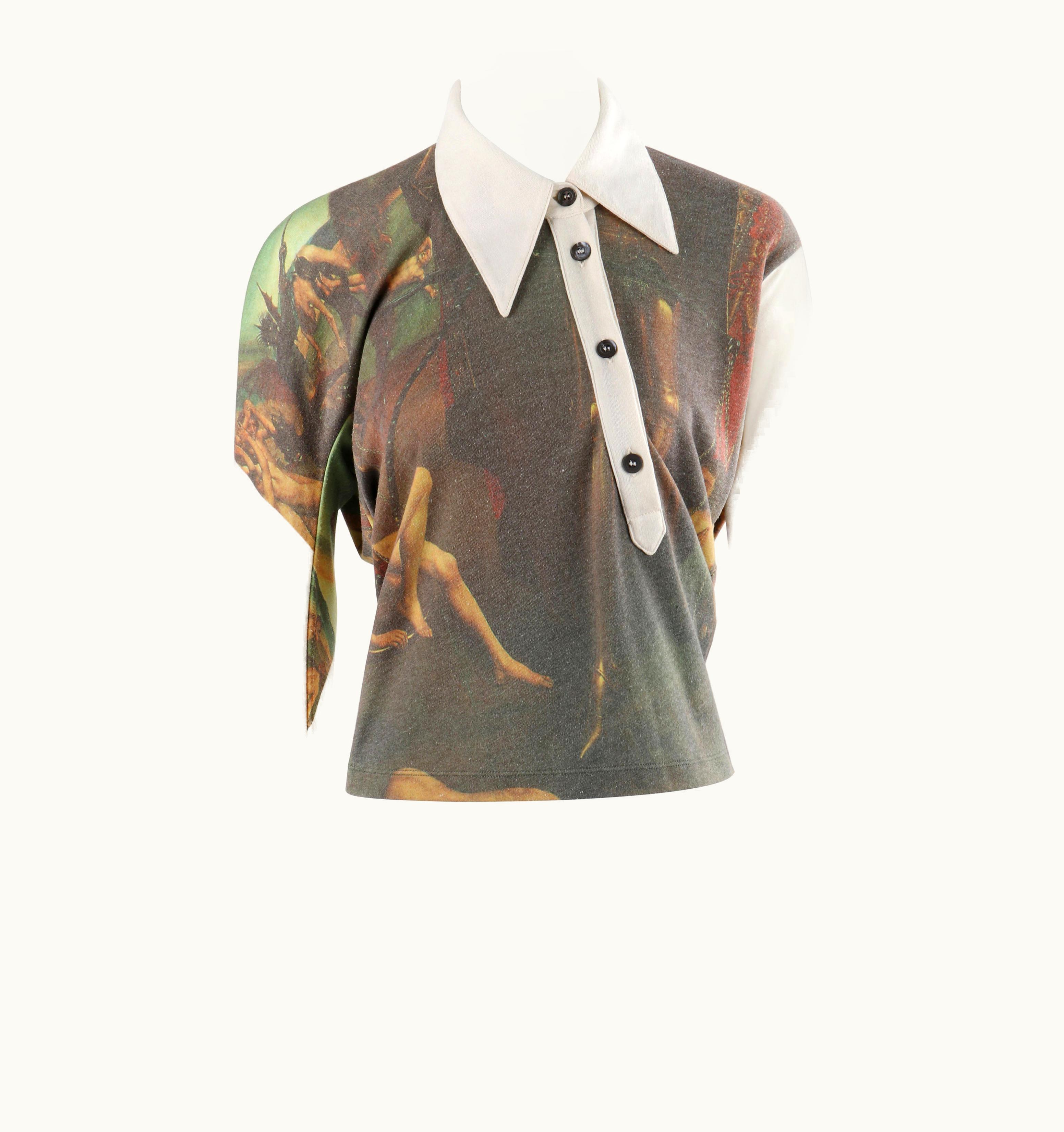 Alexander McQueen Alexander McQUEEN AW 1997 Roman Print Old Masters Asymmetric Button Front Shirt