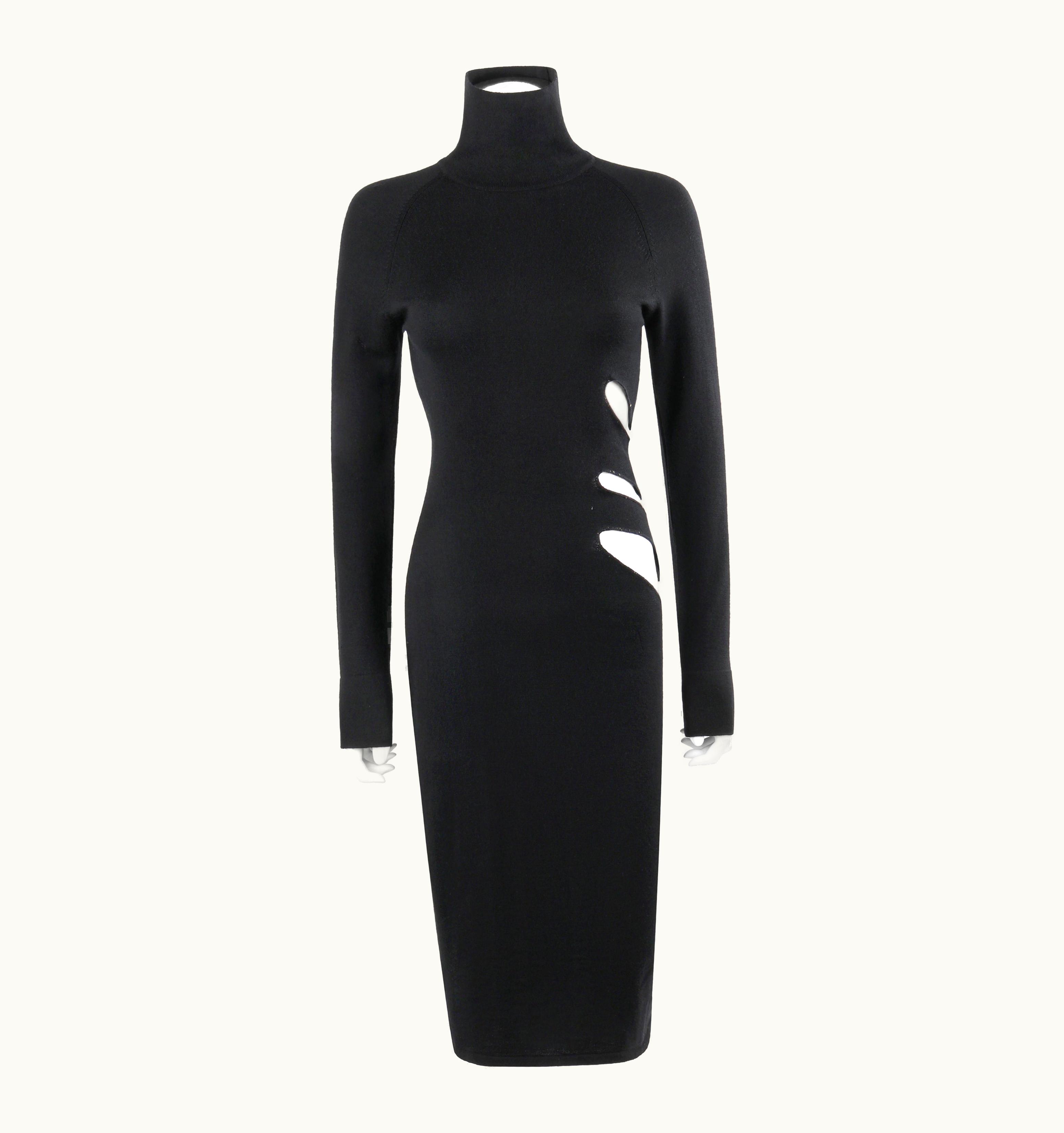 Alexander McQueen Alexander McQUEEN S/S 1997 "La Poupée" Black Wool Illusion Cutout Cocktail Dress