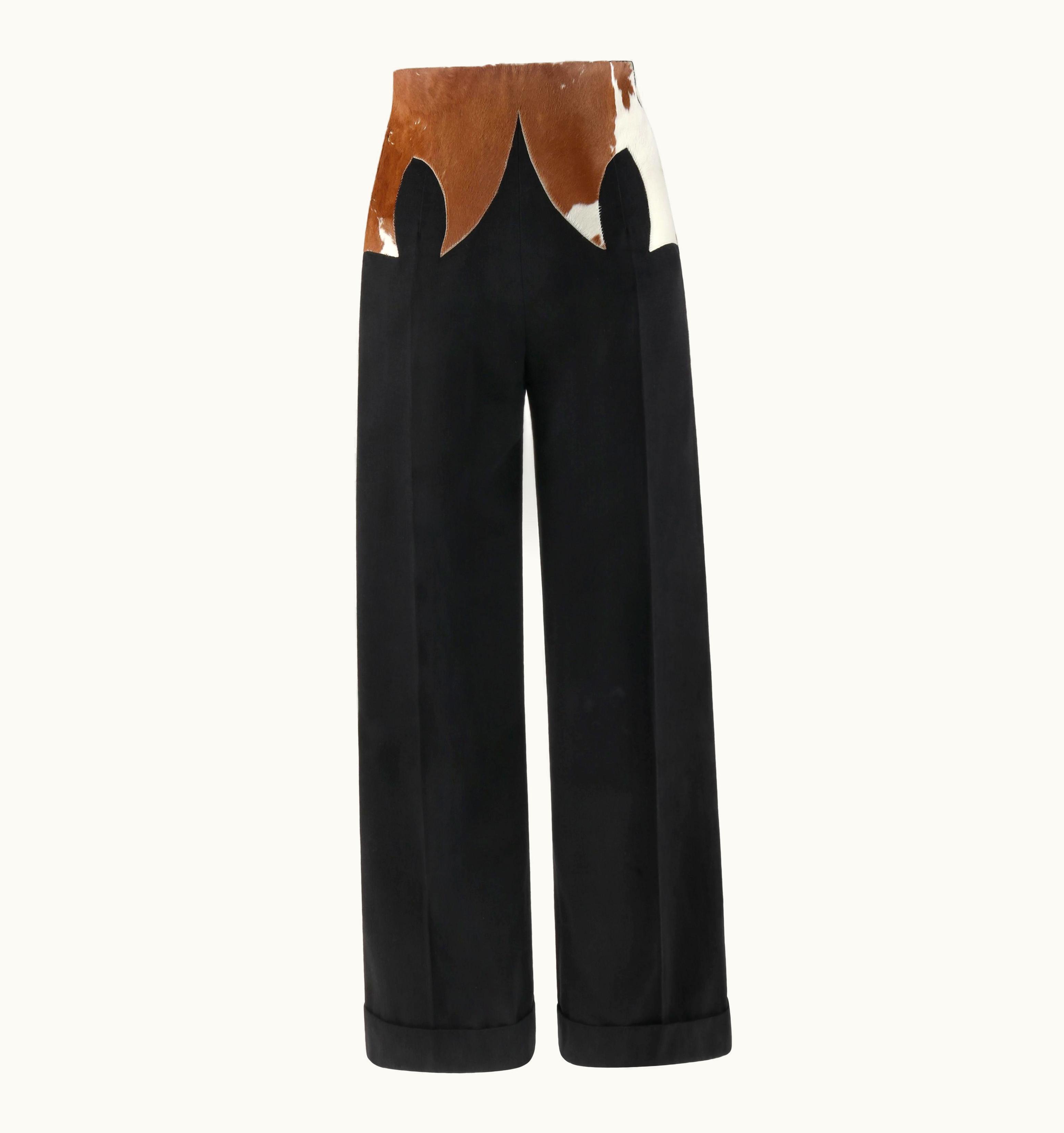 Alexander McQueen Alexander McQUEEN AW 1997 "It' A Jungle Out There" Cowhide Trousers Wide Pants