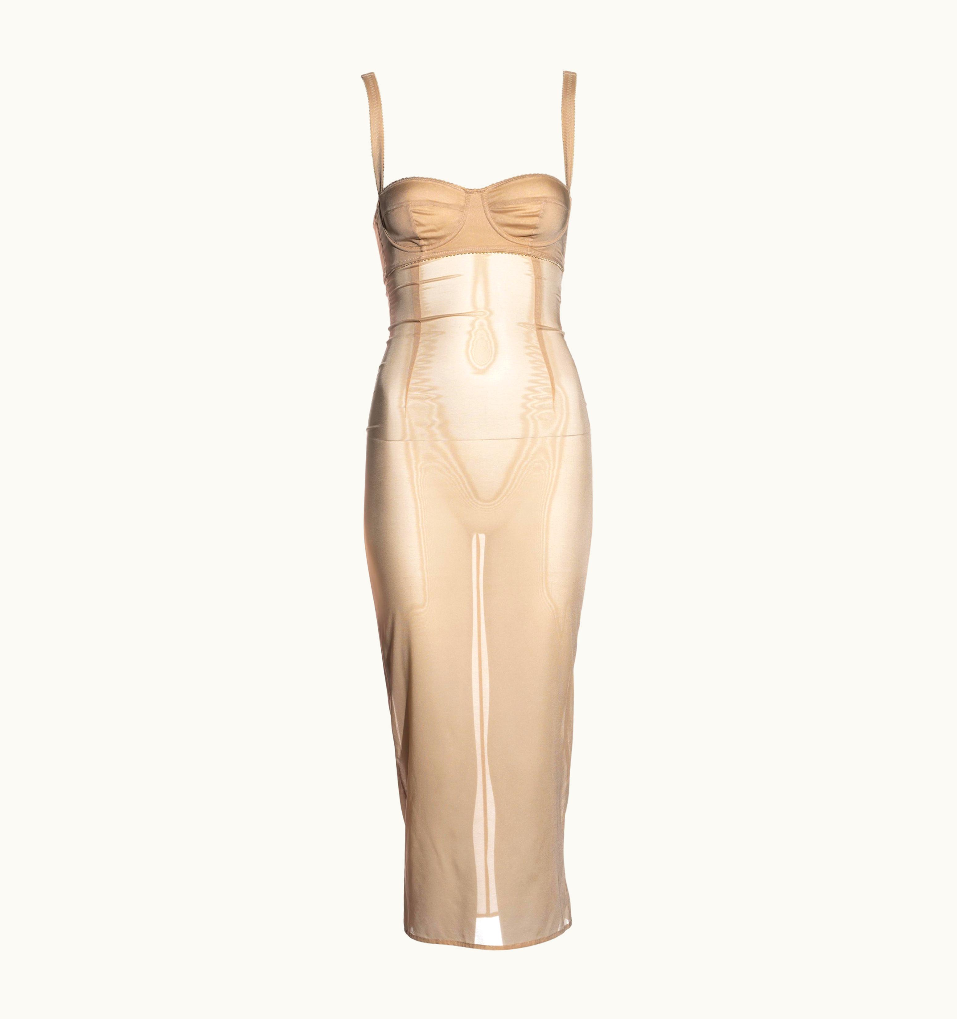 Dolce & Gabbana Dolce & Gabbana Nude Sheer Silk Bra Dress, C. 2000s