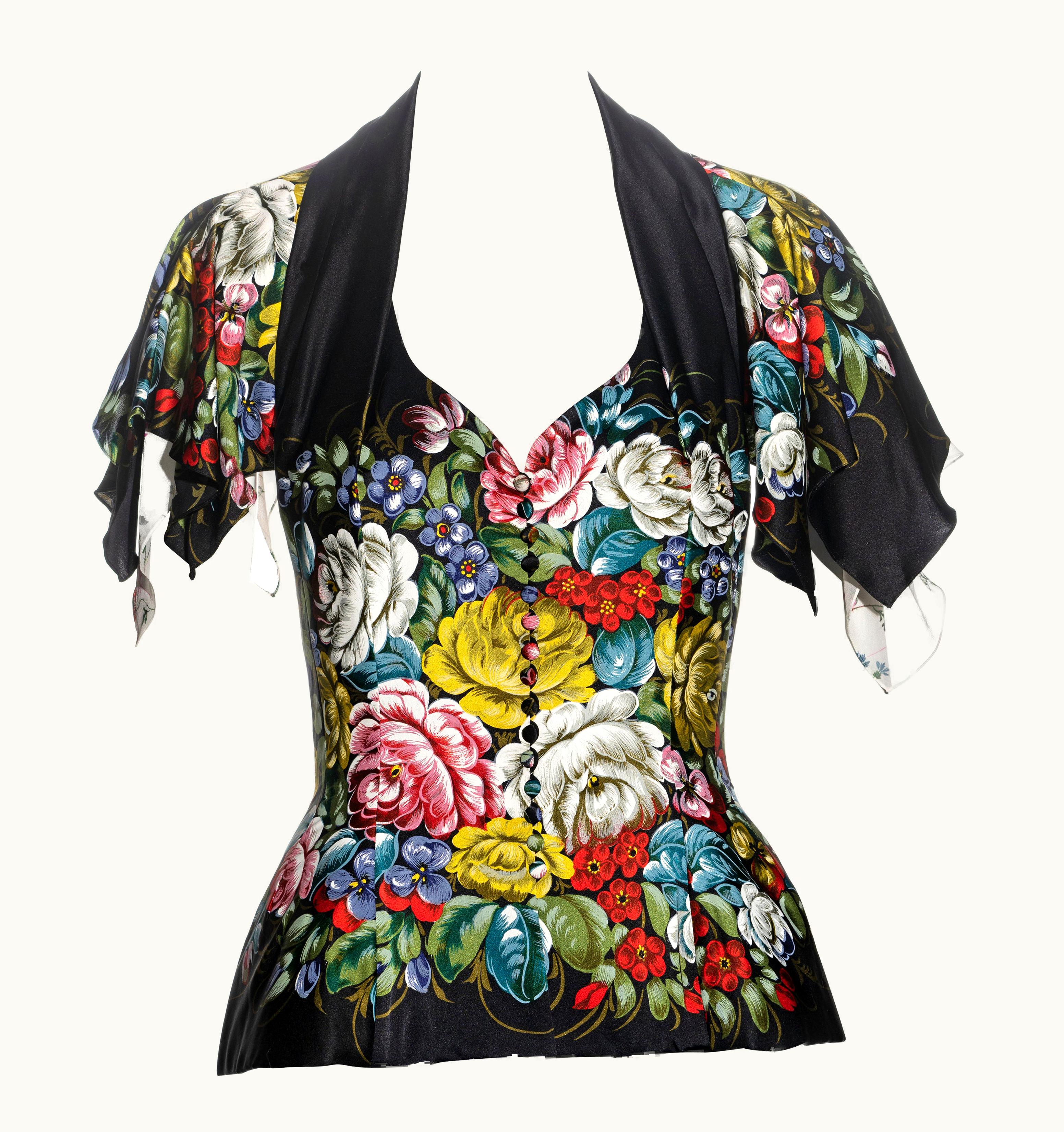 John Galliano John Galliano Floral Silk Halterneck Sleeveless Jacket, S/S 1997