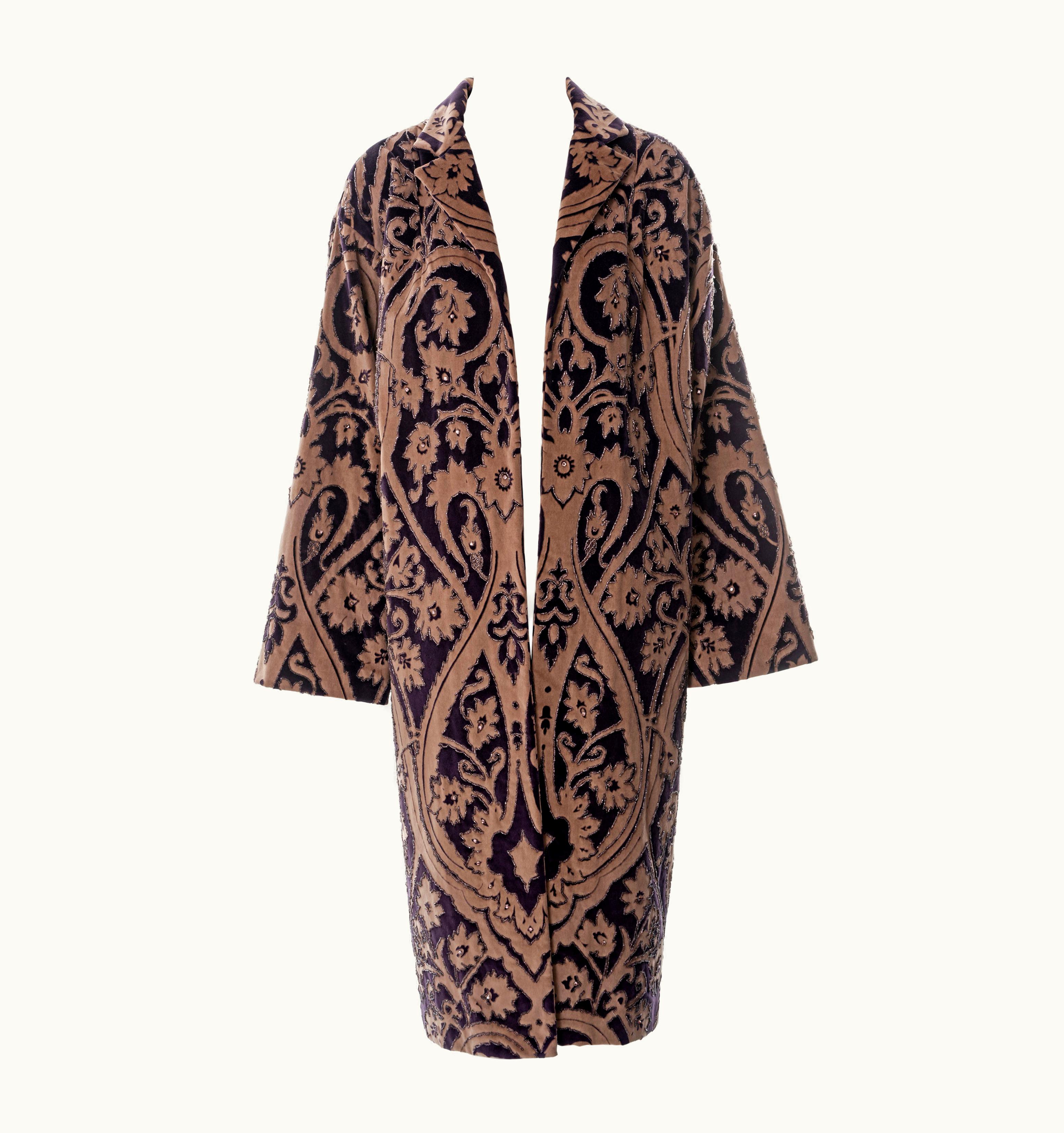 Dolce & Gabbana Dolce & Gabbana Beaded Mauve Velvet Brocade Evening Coat, AW 1998