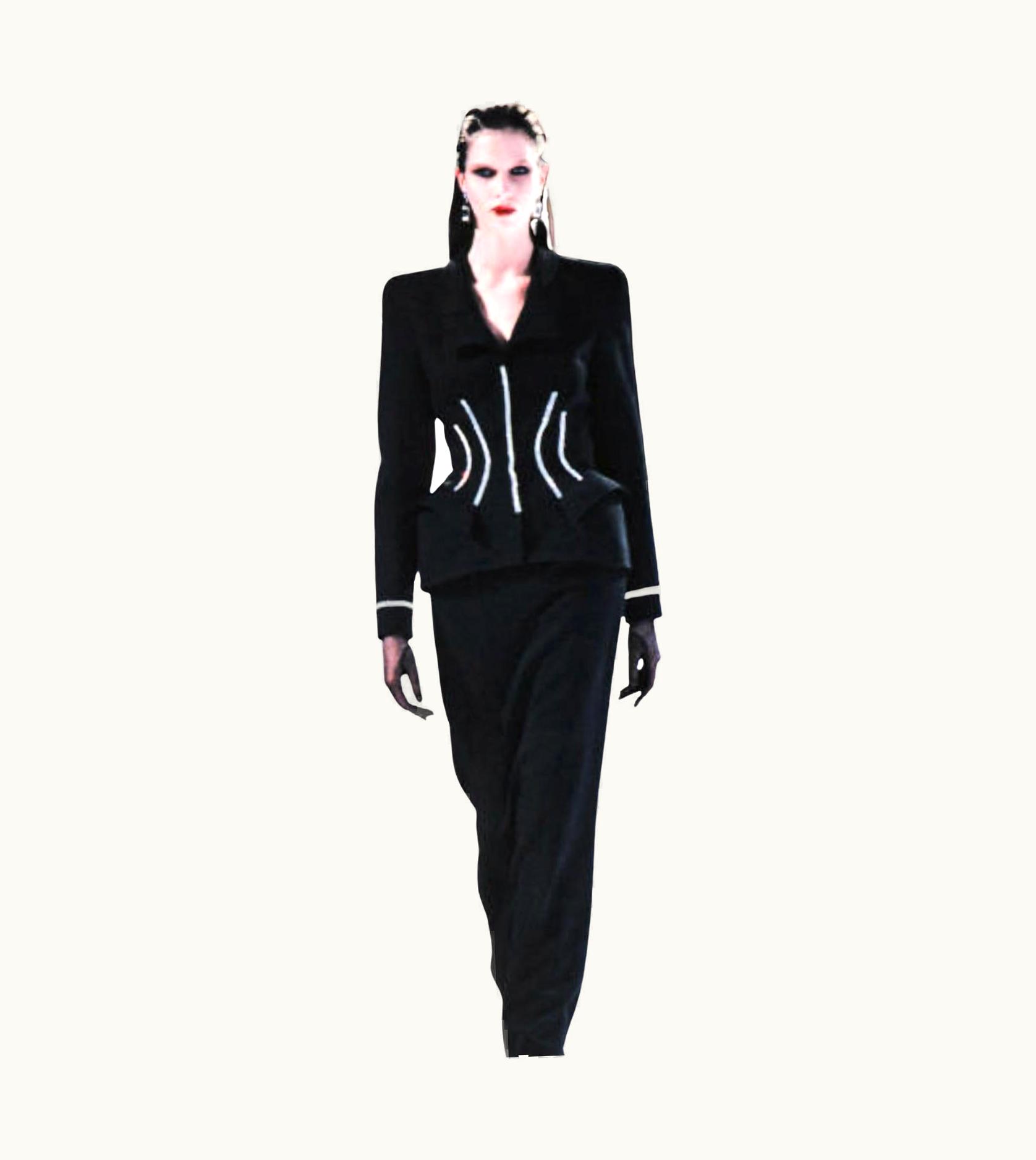 Mugler Iconic Thierry Mugler AW 1998 Crystal Jacket Ensemble Famous Helmut Newton