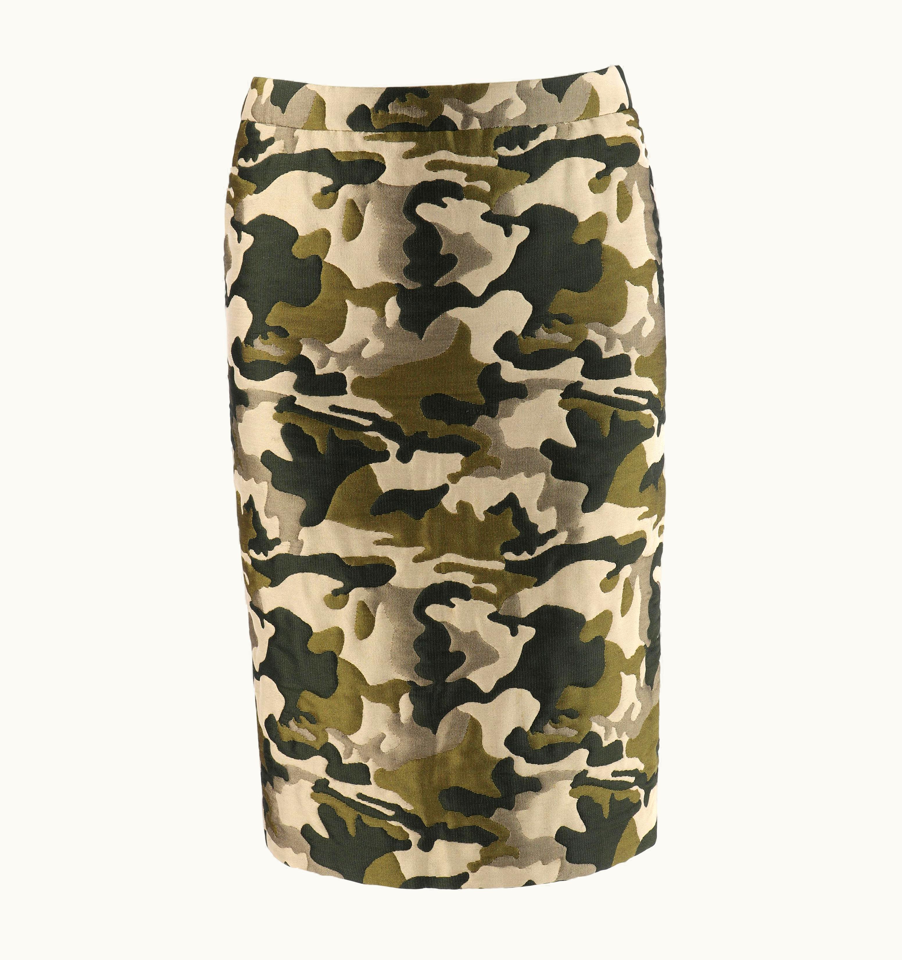 Alexander McQueen Alexander McQUEEN S/S 1998 Green Camouflage Knee Length Pencil Skirt