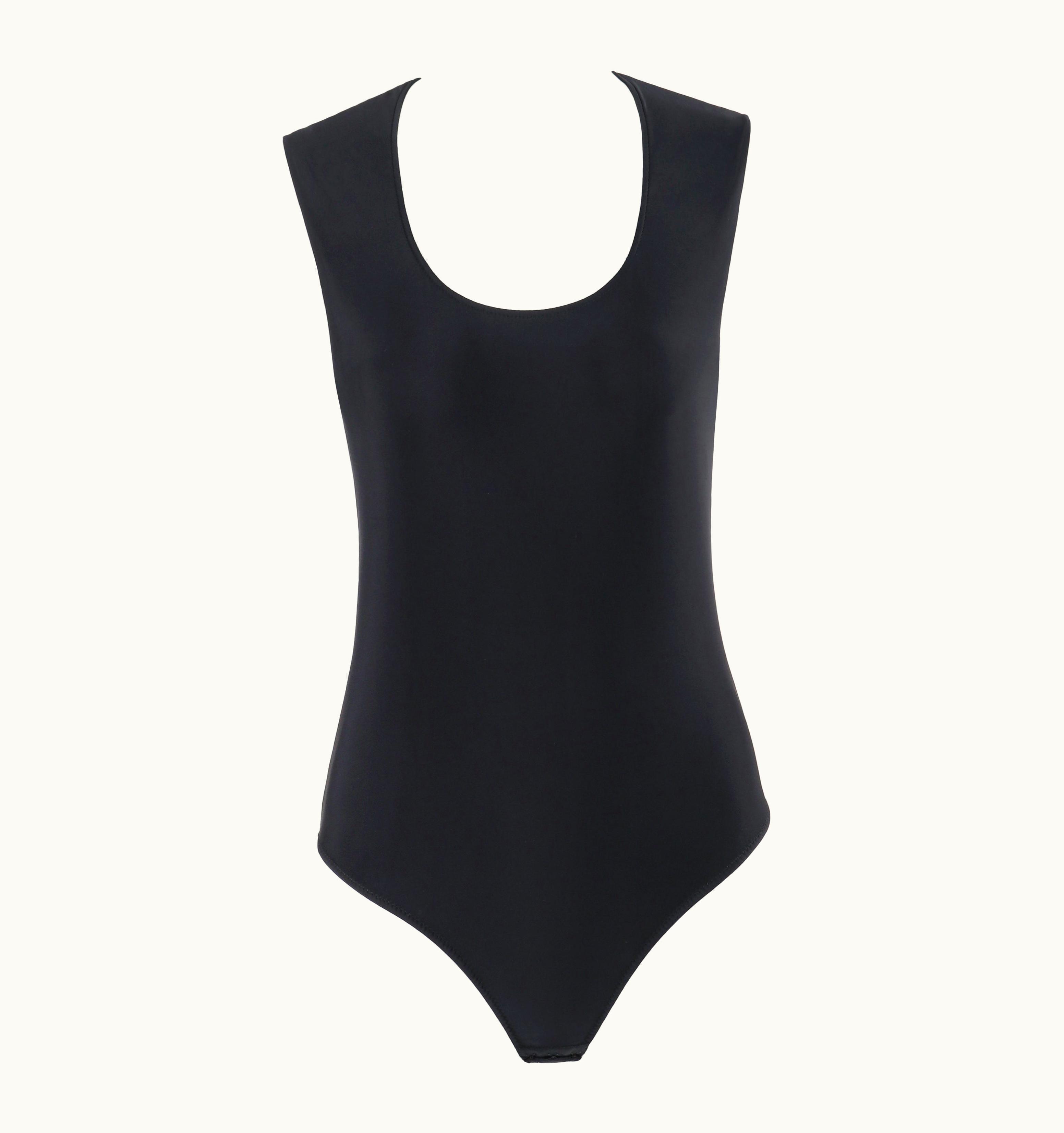 Alexander McQueen Givenchy Couture C.1998 Alexander McQUEEN Black Stretch Scoop Neck Bodysuit