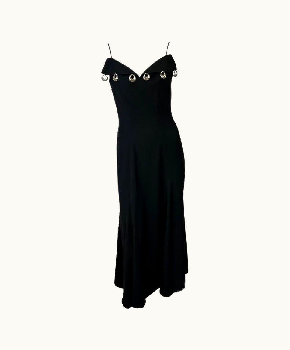 Mugler S/S 1998 Thierry Mugler Black Pendant Structured Bust Full Length Dress