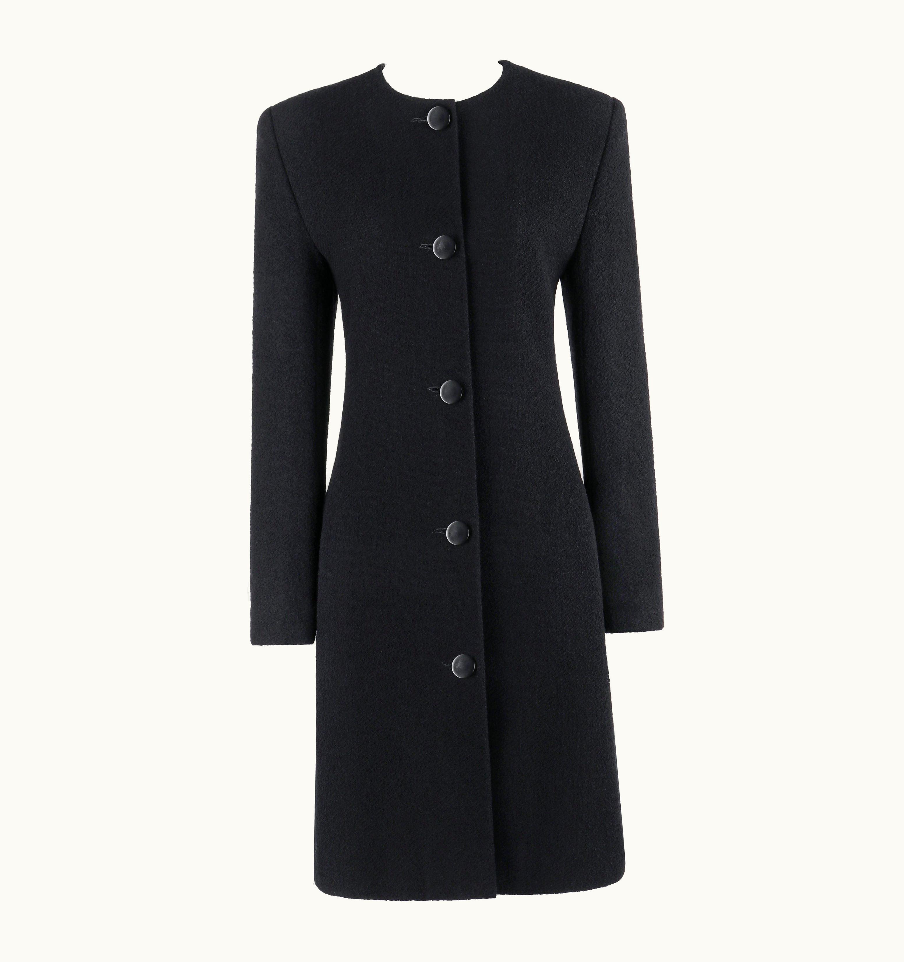 Alexander McQueen Givenchy Couture AW 1998 Alexander McQUEEN Black Button Up Tailored Coat