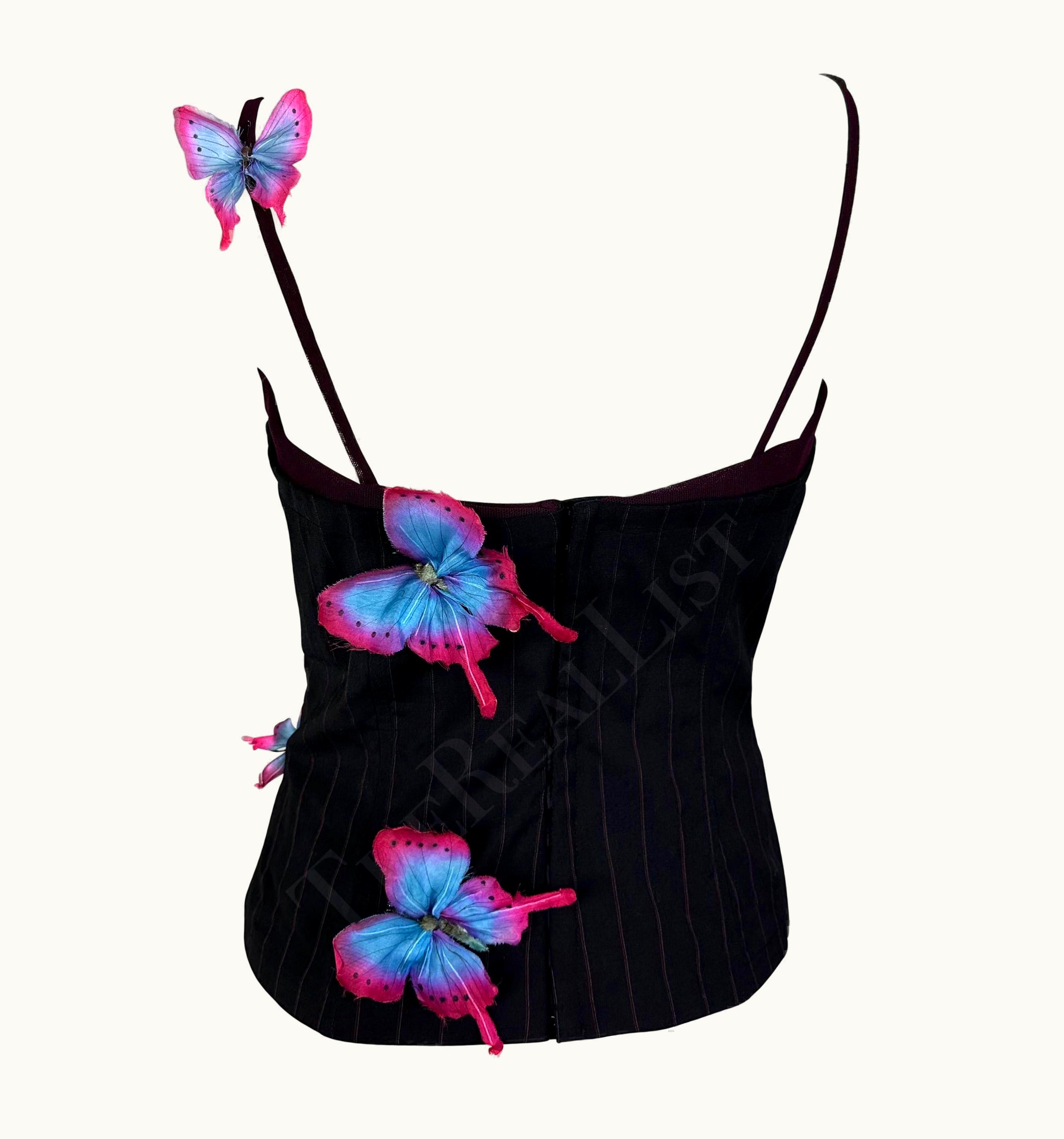 Dolce & Gabbana S/S 1998 Dolce & Gabbana Runway Pinstripe Butterfly Applique Boned Tank Top