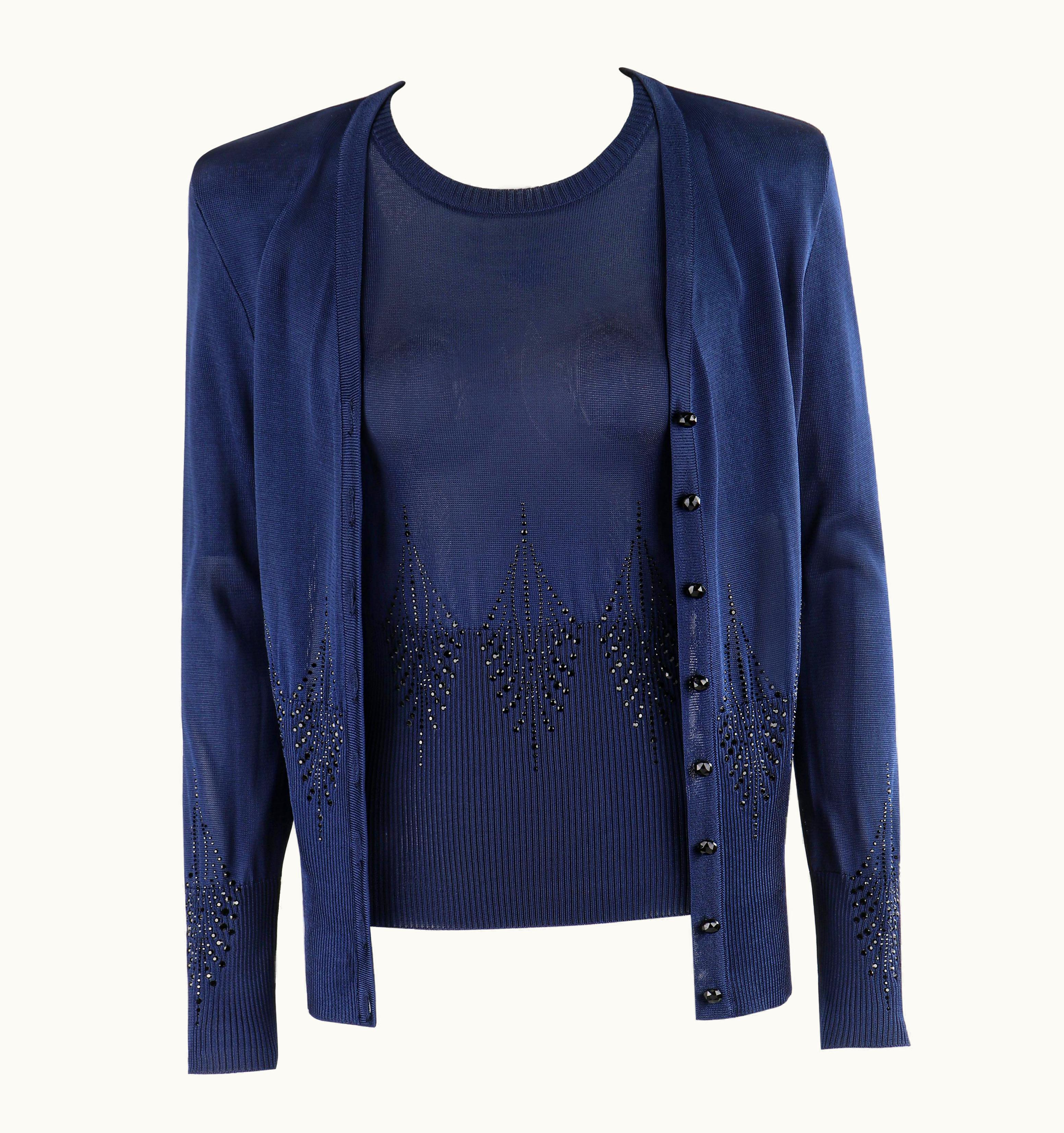 Alexander McQueen Givenchy Couture AW 1998 Alexander McQUEEN Embellished Knit Top Cardigan Set