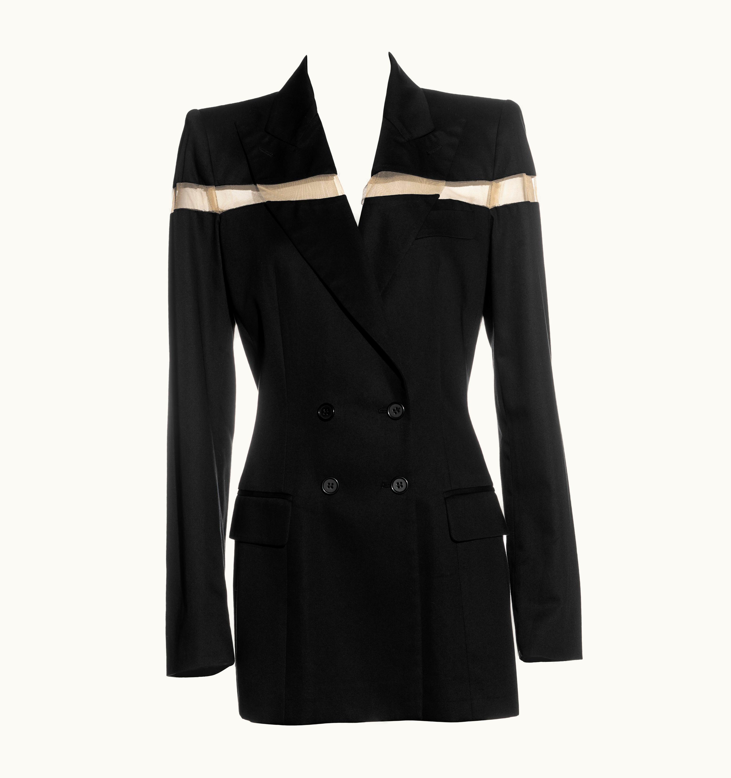 Alexander McQueen Alexander McQueen Black Double-breasted Blazer Mini Dress With Cut-out, S/S 1998