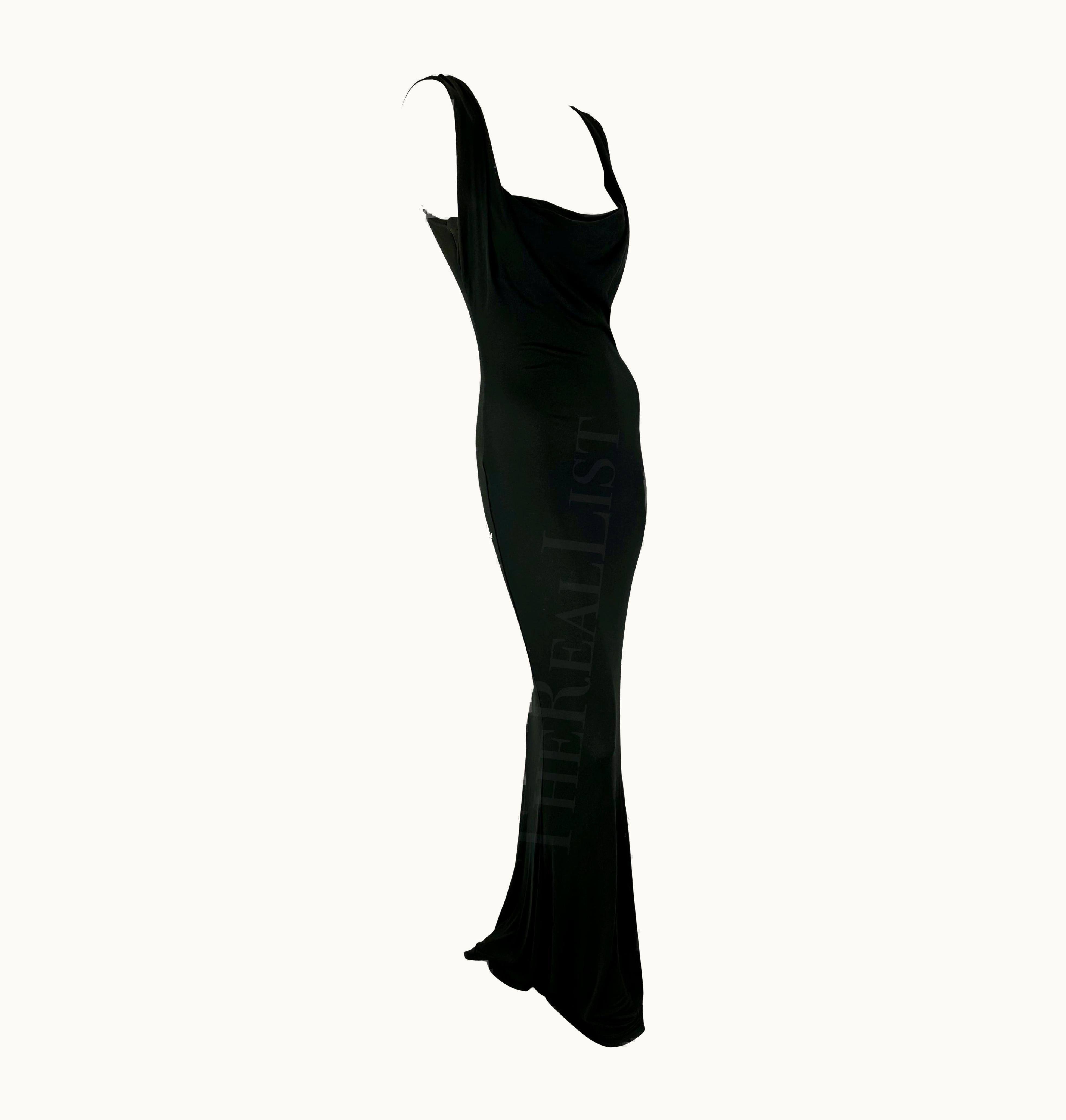Vivienne Westwood S/S 1998 Vivienne Westwood Couture Dark Green Draped Sheer Bodycon Maxi Dress