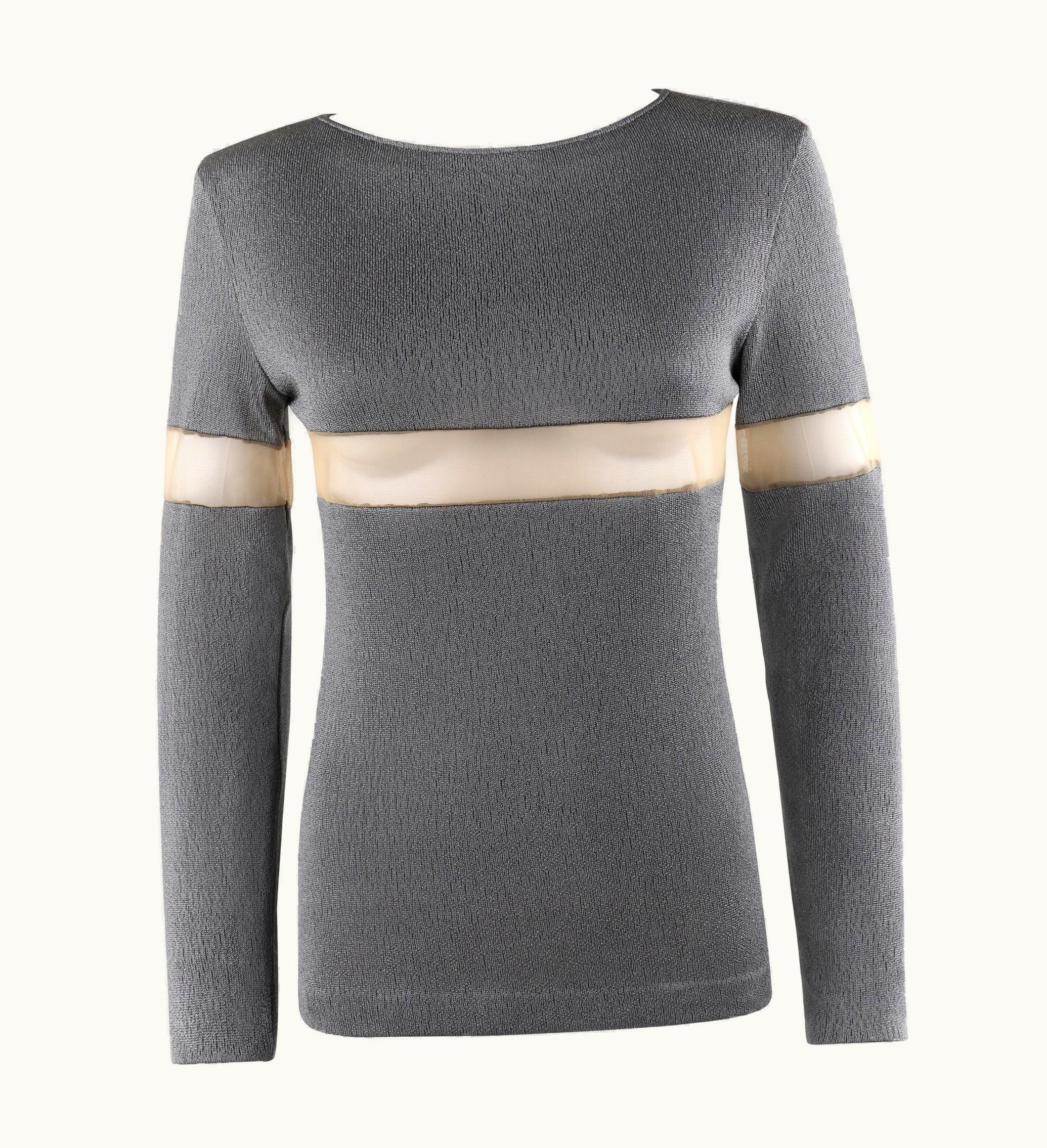 Alexander McQueen Alexander McQUEEN S/S 1998 "Golden Shower" Metallic Sheer Mesh Panel Knit Top