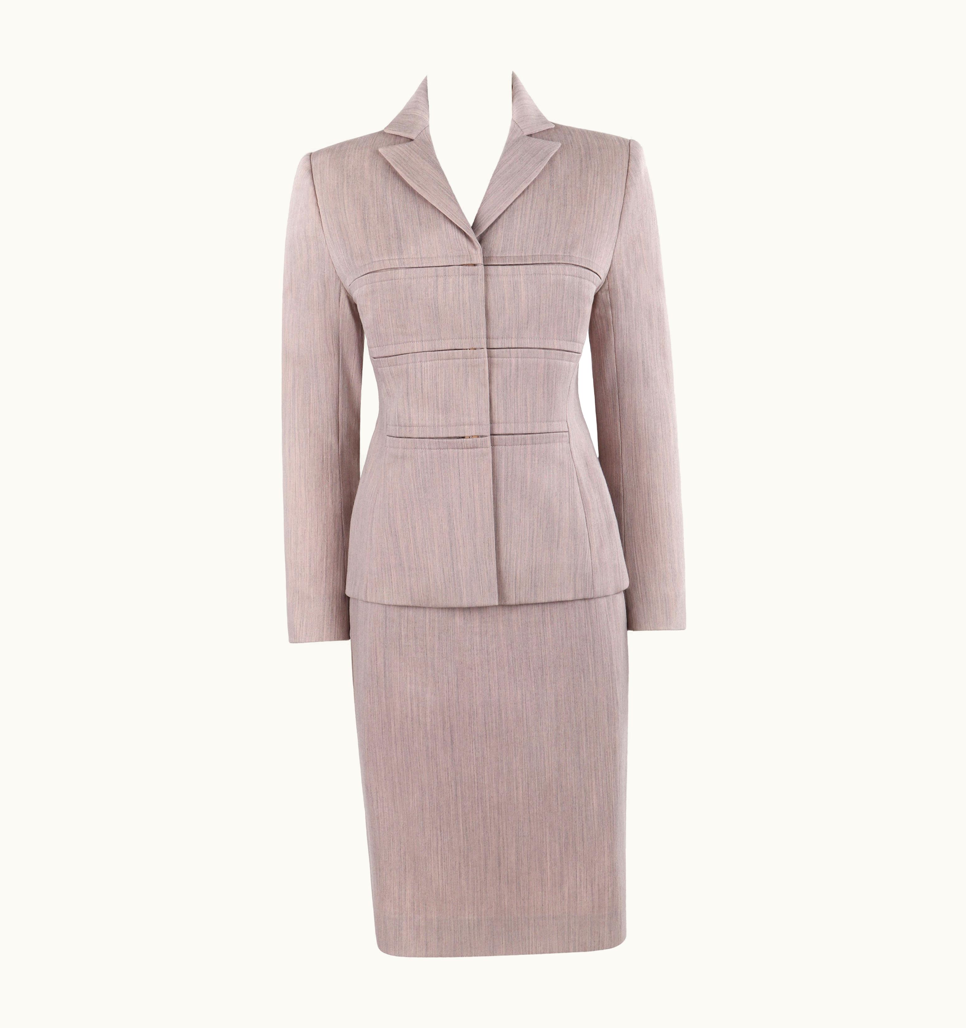 Alexander McQueen Givenchy Couture AW 1998 Alexander McQUEEN 2pc Tailored Blazer Skirt Suit Set