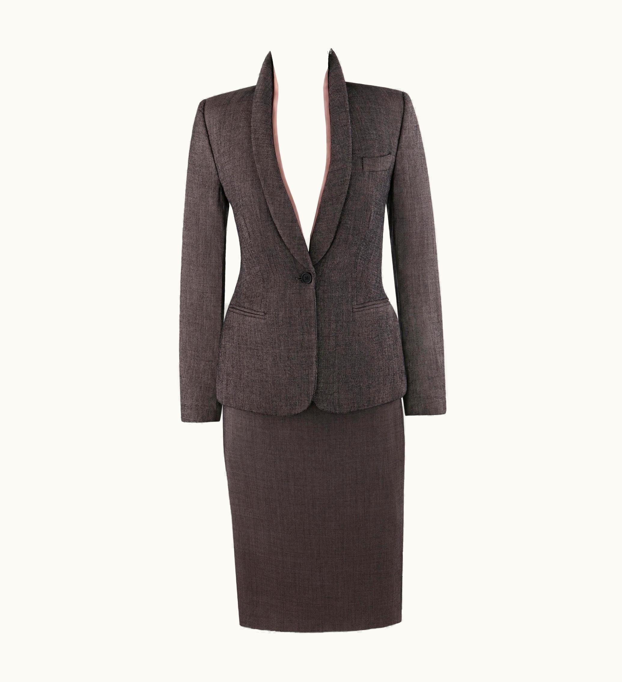 Alexander McQueen Alexander McQUEEN AW 1998 "Joan" 2 Pc. Removable Collar Blazer Skirt Suit Set