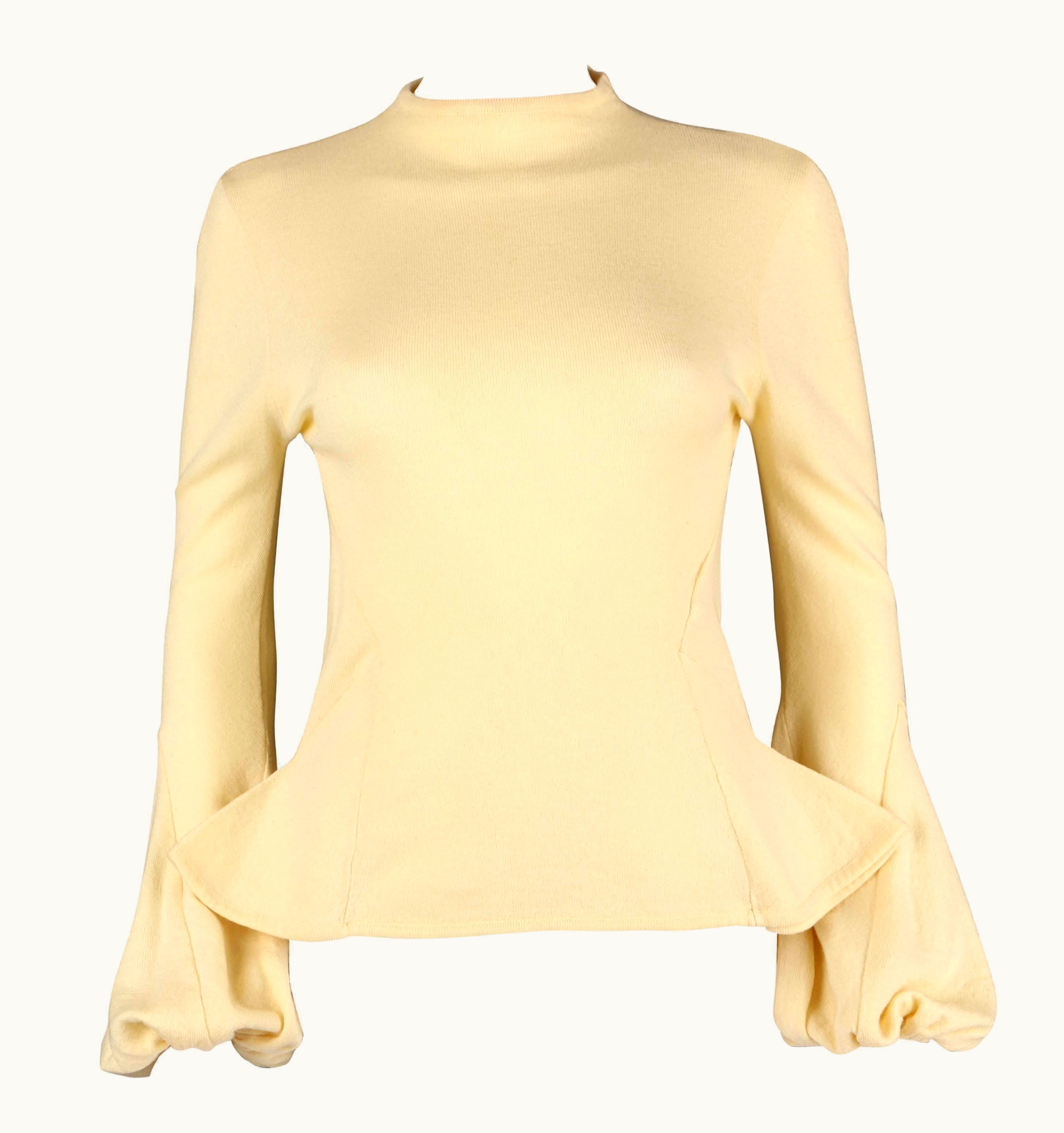 Alexander McQueen Alexander McQUEEN C1998 Early Pale Yellow Wool Knit Balloon Cuff Sweater