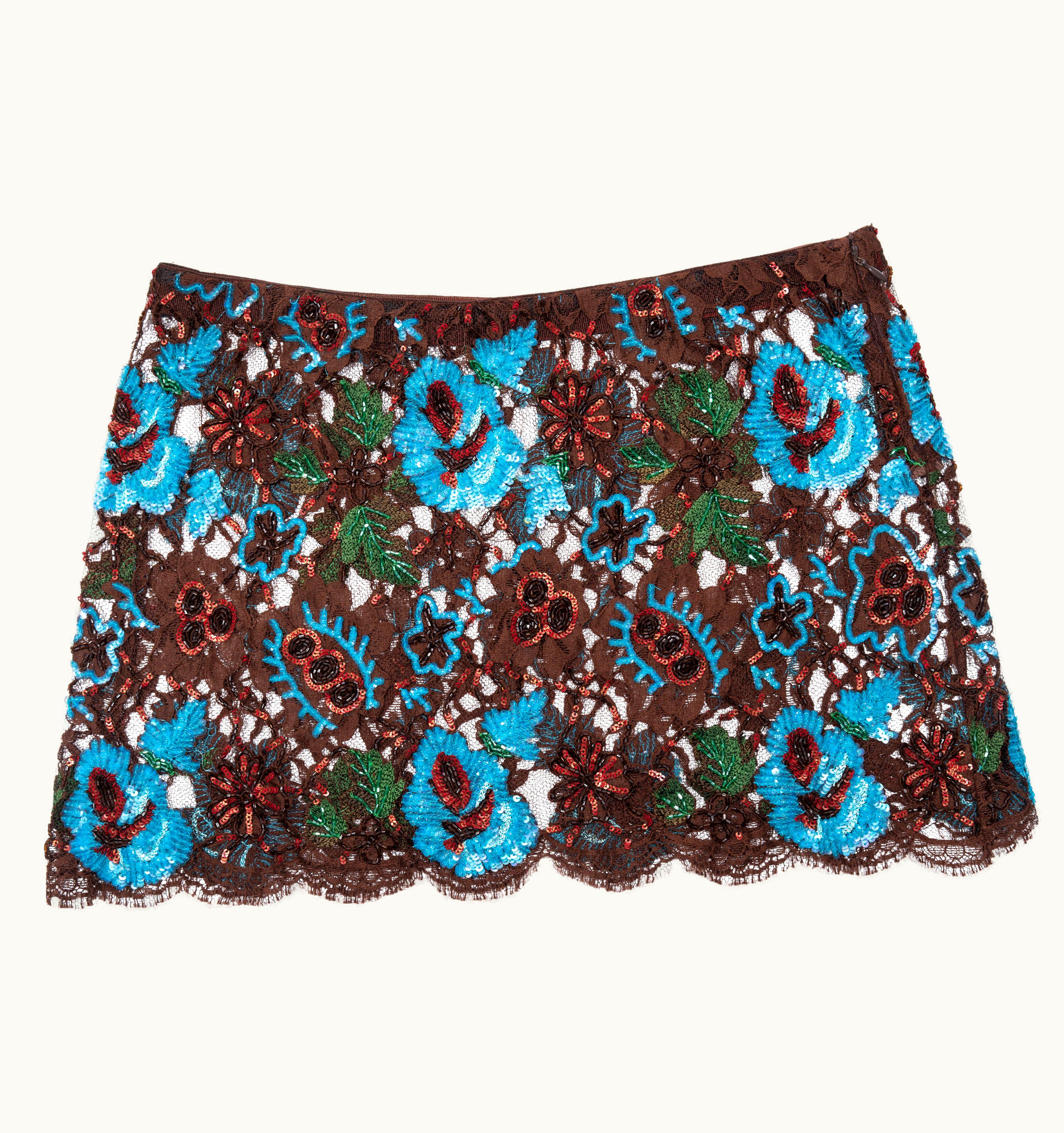 Dolce & Gabbana Dolce & Gabbana Embellished Chantilly Lace Mini Skirt, AW 1999
